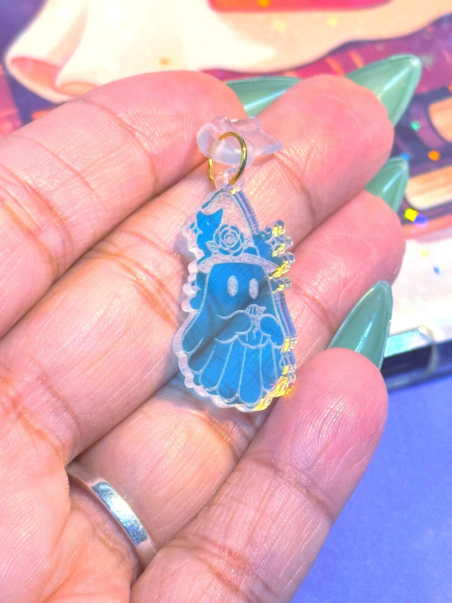 Iridescent Ghost Kindle Charm: Witchy USB-C Dust Plug