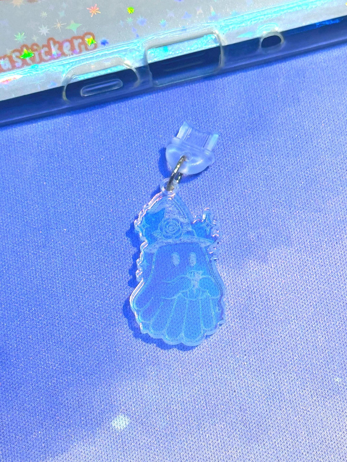 Iridescent Ghost Kindle Charm: Witchy USB-C Dust Plug