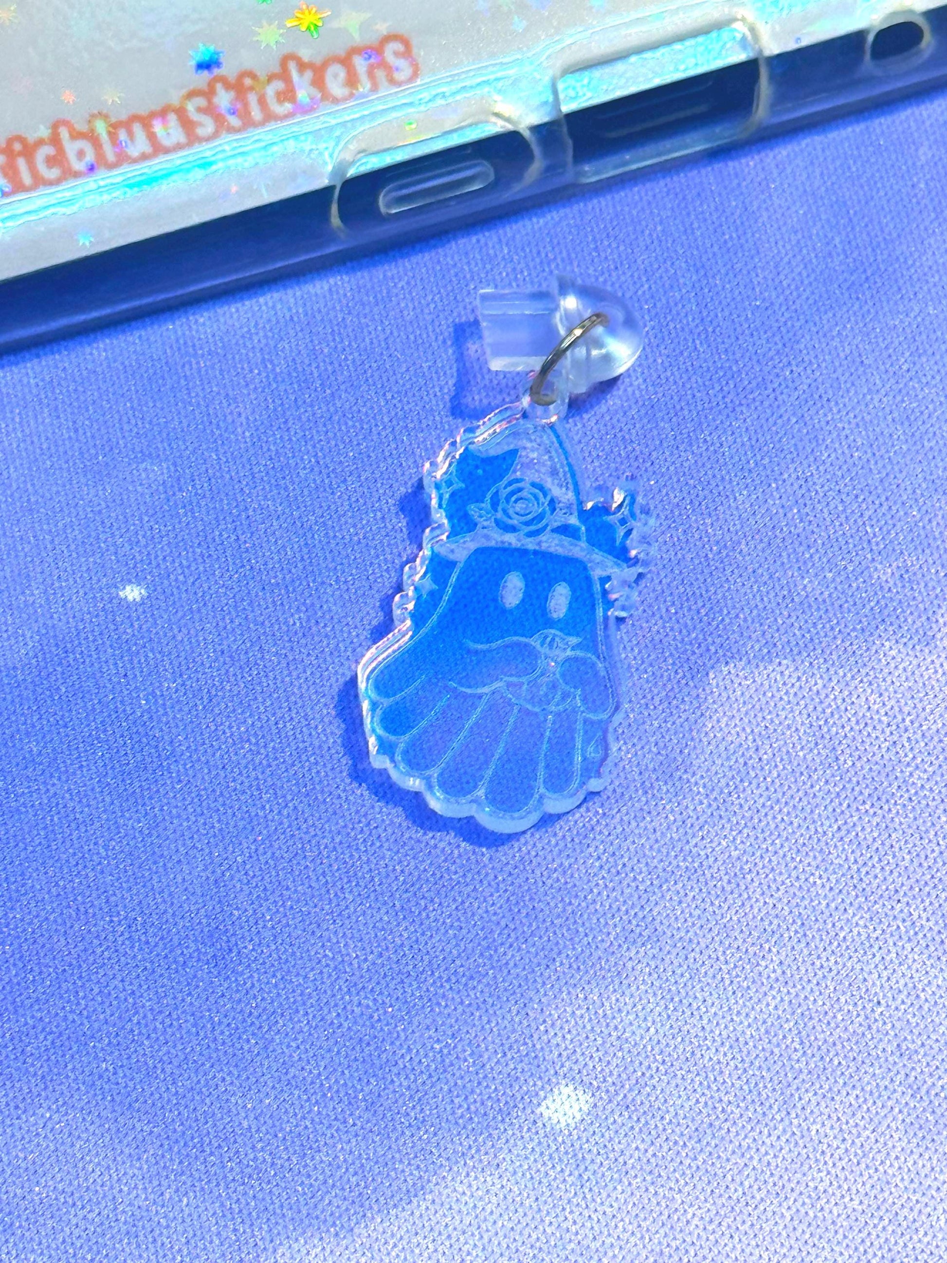Iridescent Ghost Kindle Charm: Witchy USB-C Dust Plug