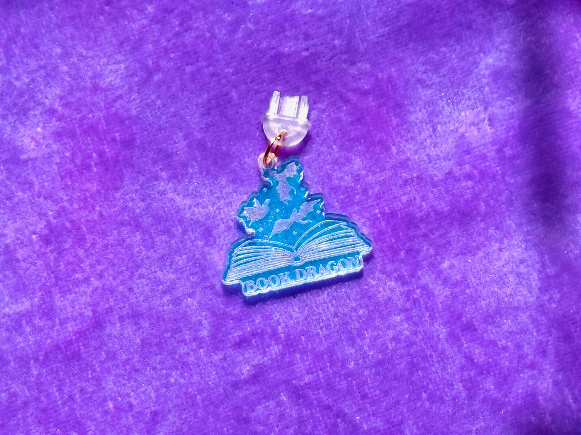 Book Dragon Kindle Charm: Iridescent Acrylic Ereader Decor