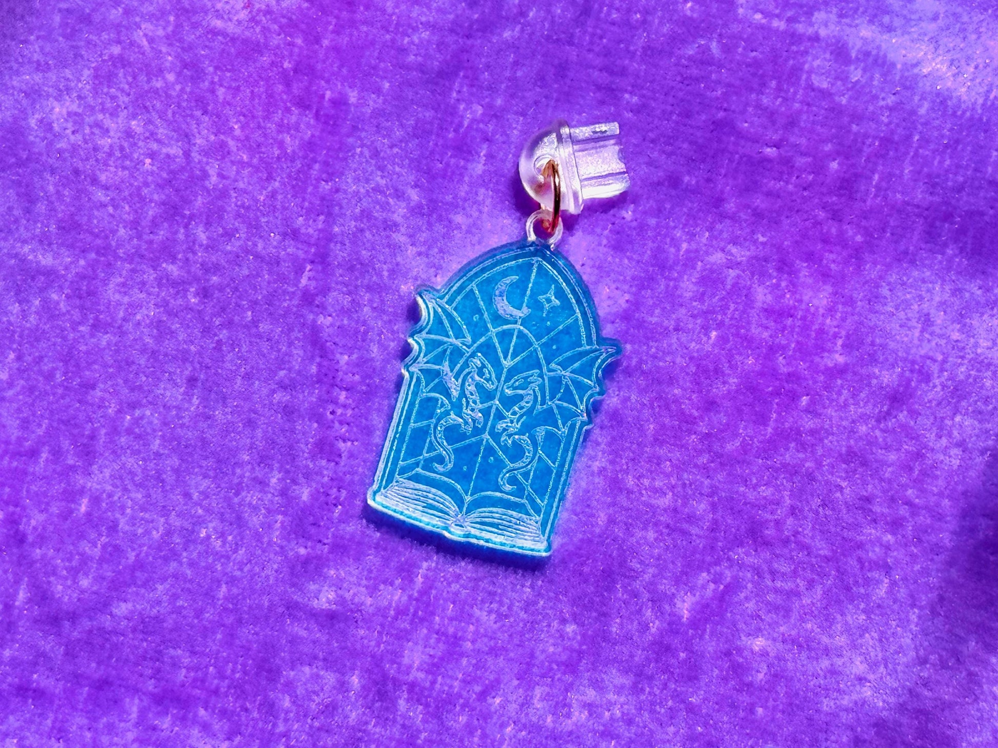 Iridescent Dragon Book Charm: Fantasy Kindle Accessory, USB-C Dust Plug