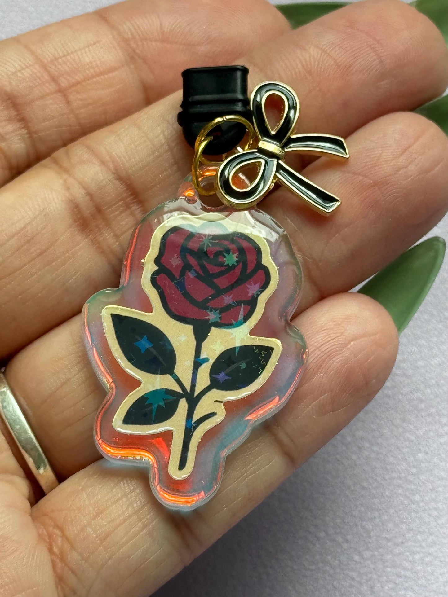 Rose Kindle Dust Plug Charm: Gothic Phone Accessory, Book Lover Gift