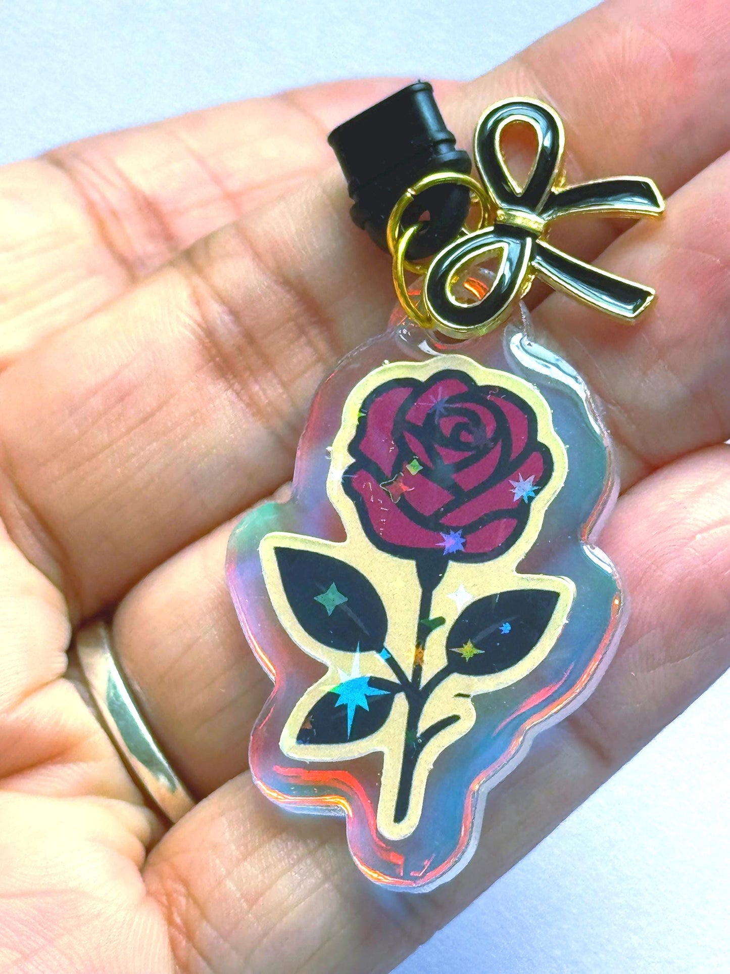 Acrylic Rose Dust Plug Charm For Kindles, iPhone And Android, Dark Romance Kindle Charm, Phone USB c Charm, Acrylic Dust Plug Charm