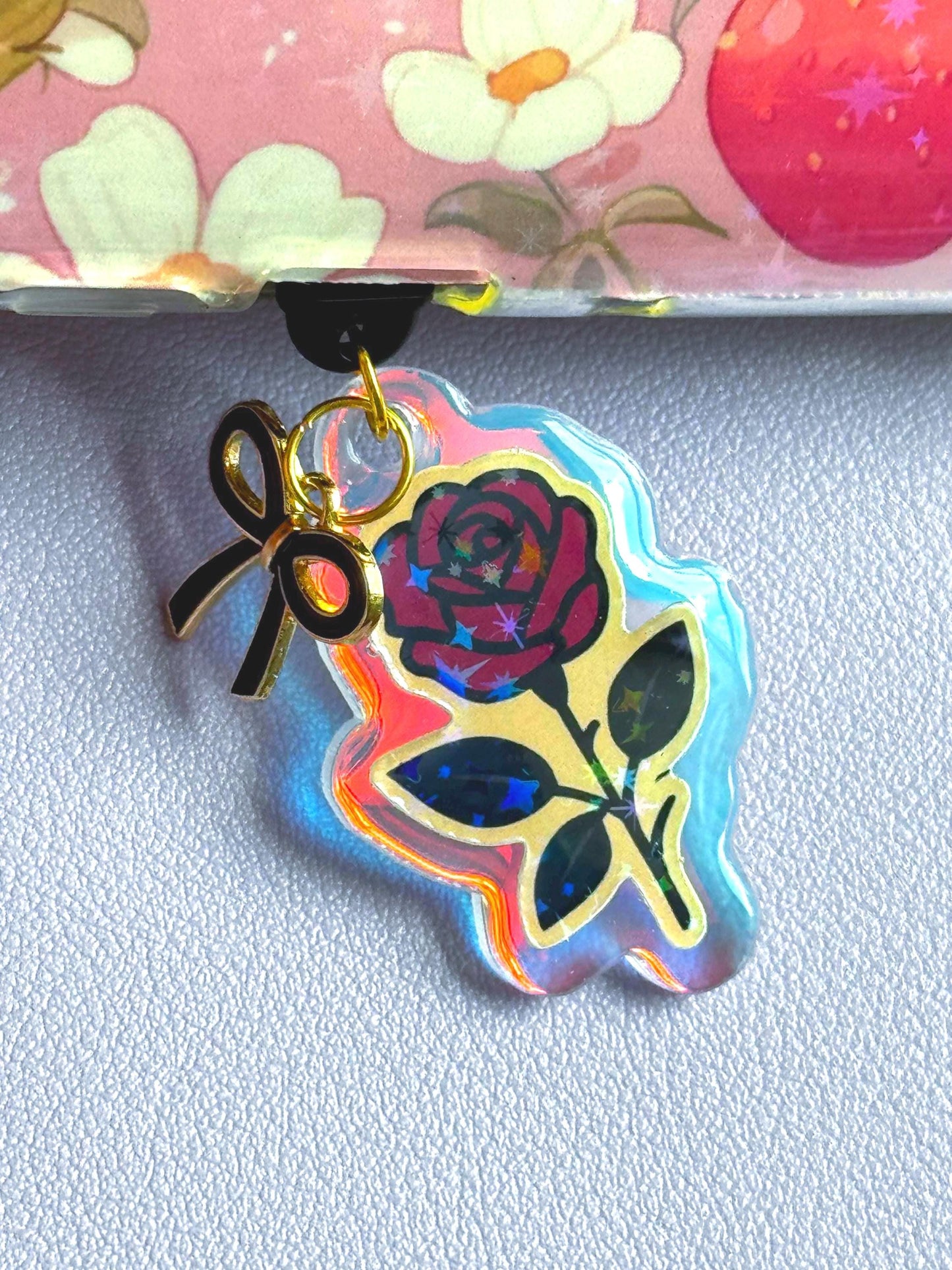 Acrylic Rose Dust Plug Charm For Kindles, iPhone And Android, Dark Romance Kindle Charm, Phone USB c Charm, Acrylic Dust Plug Charm