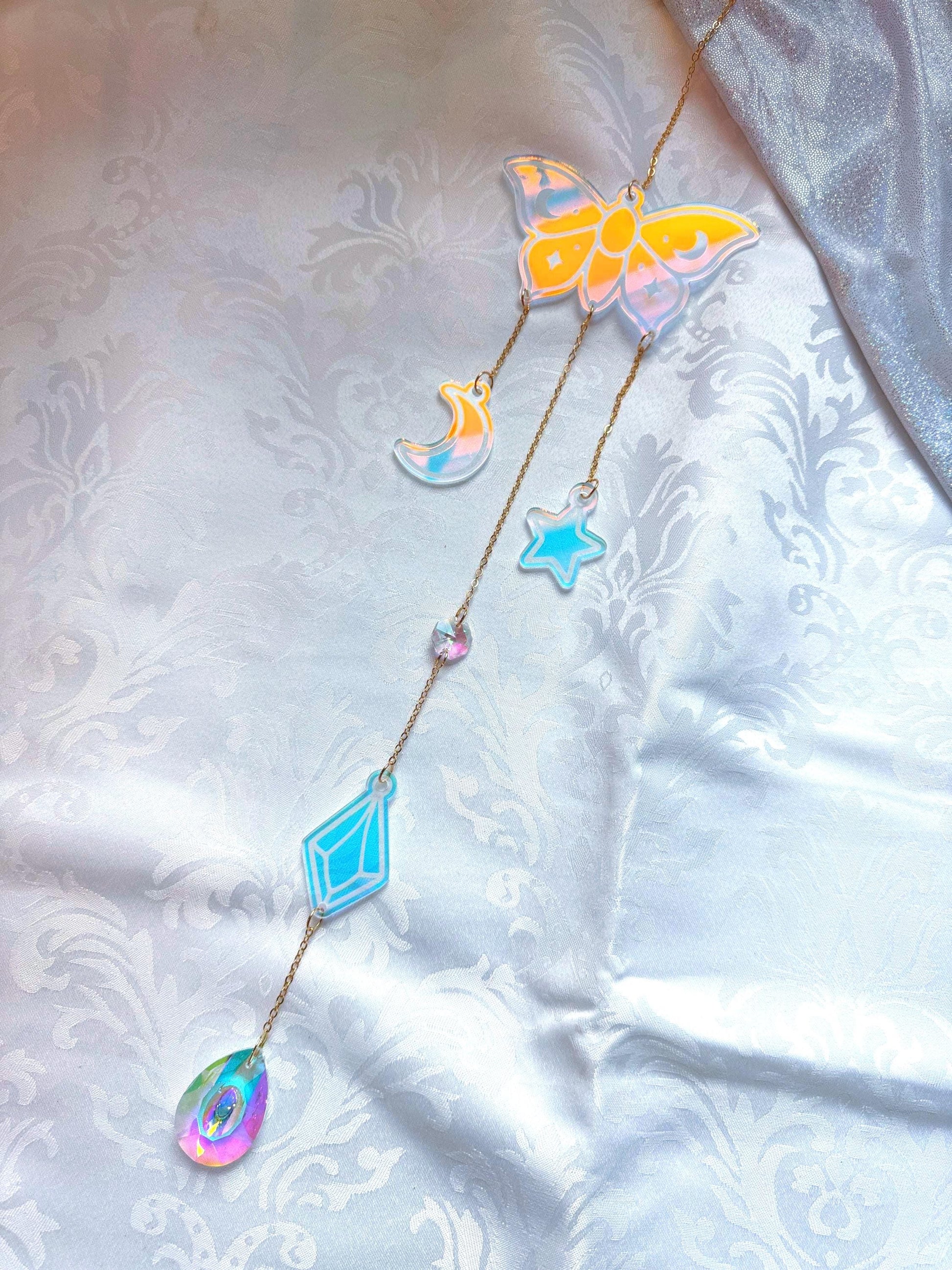 Iridescent Acrylic Halloween Sun Catcher: Bookish Decor, Crystal Prism Rainbow Maker