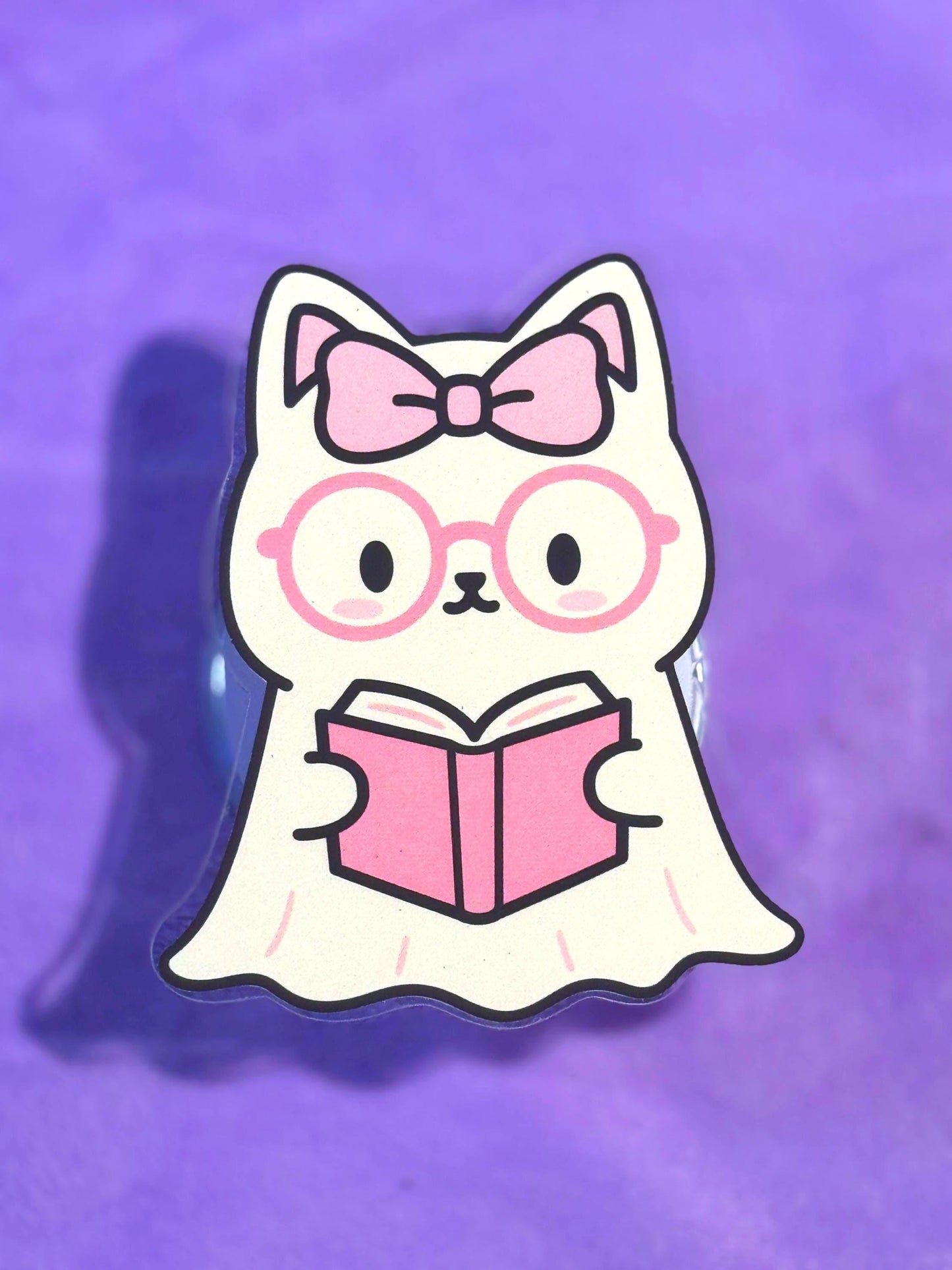 Ghost Cat Kindle Grip: Holographic Bookish Magsafe Phone Grip