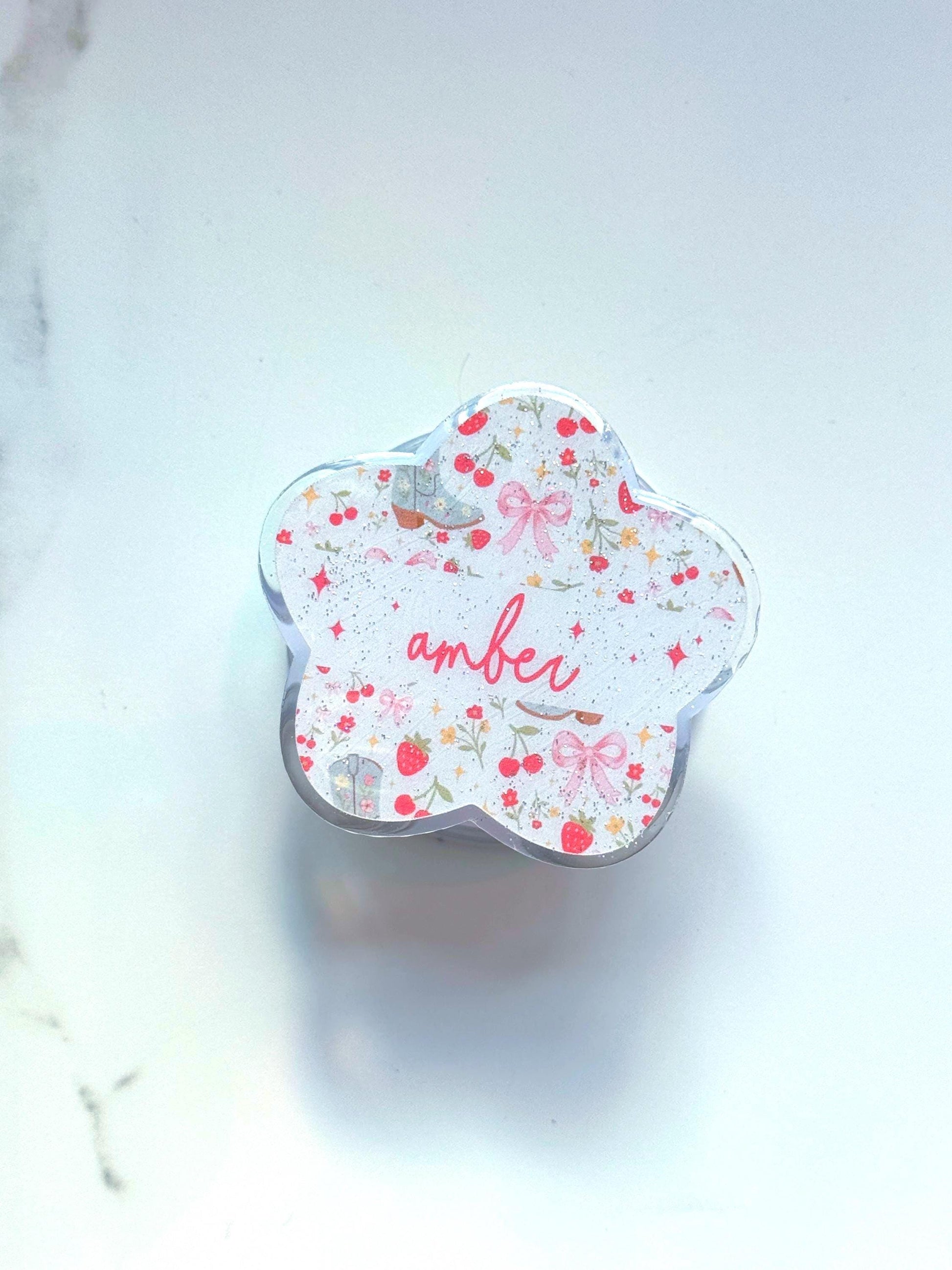 Personalized Strawberry MagSafe Grip: Bookish Kindle/Phone Holder