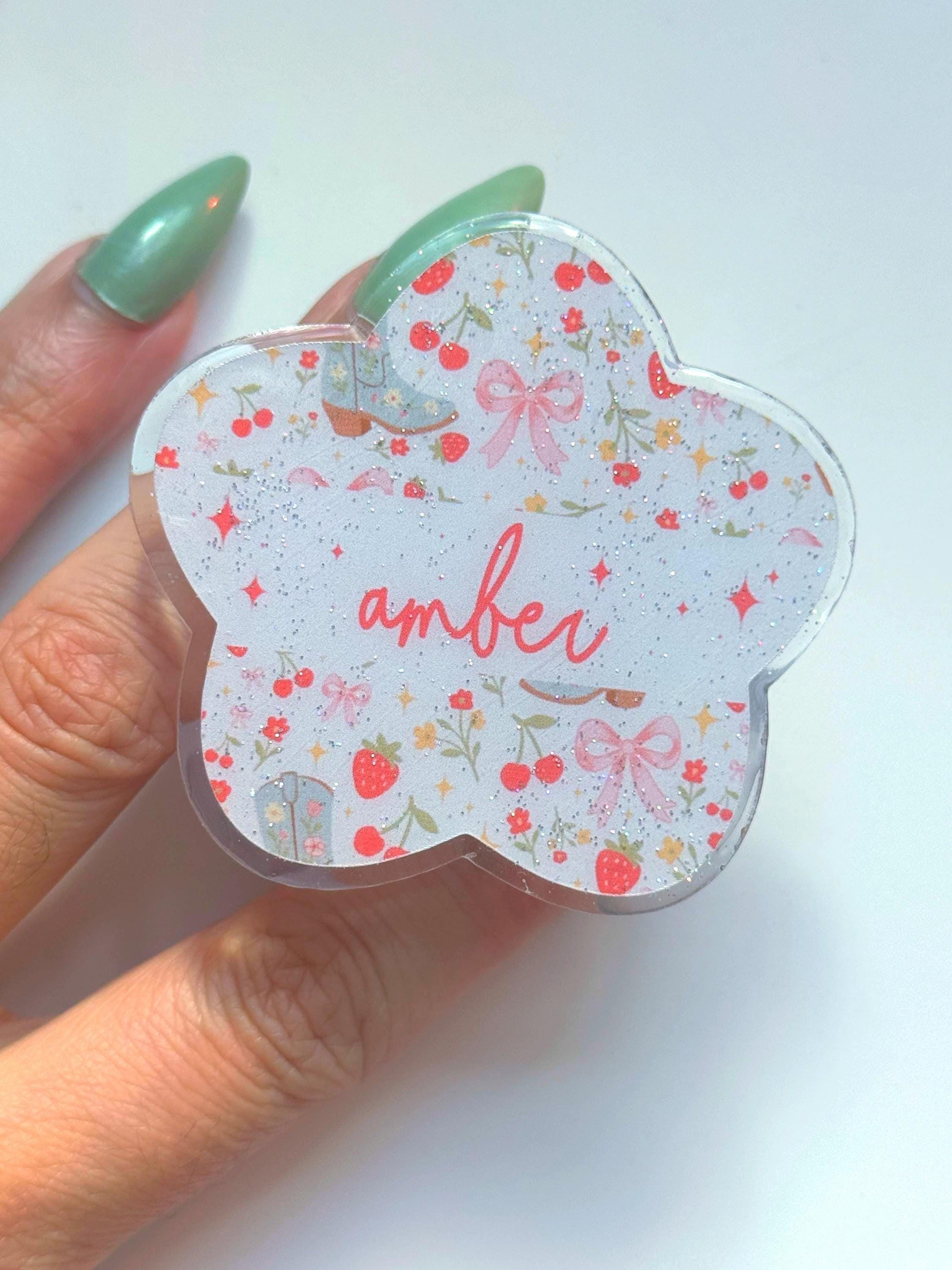 Personalized Strawberry MagSafe Grip: Bookish Kindle/Phone Holder