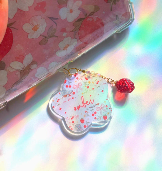 Personalized Strawberry Kindle Dust Plug Charm, Cute Tablet & Phone Accessories, Plug Charm Cover, Book Lover Gift, Resin Kindle Charm