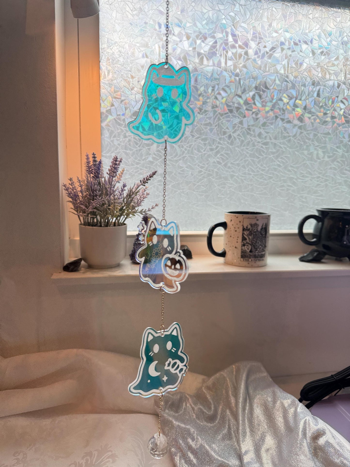 Iridescent Acrylic Sun Catcher: Witchy, Celestial, or Halloween Designs