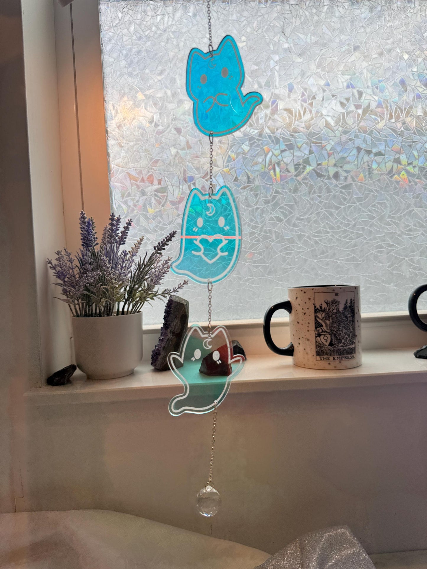 Iridescent Acrylic Sun Catcher: Celestial Rainbow Window, Car Charm