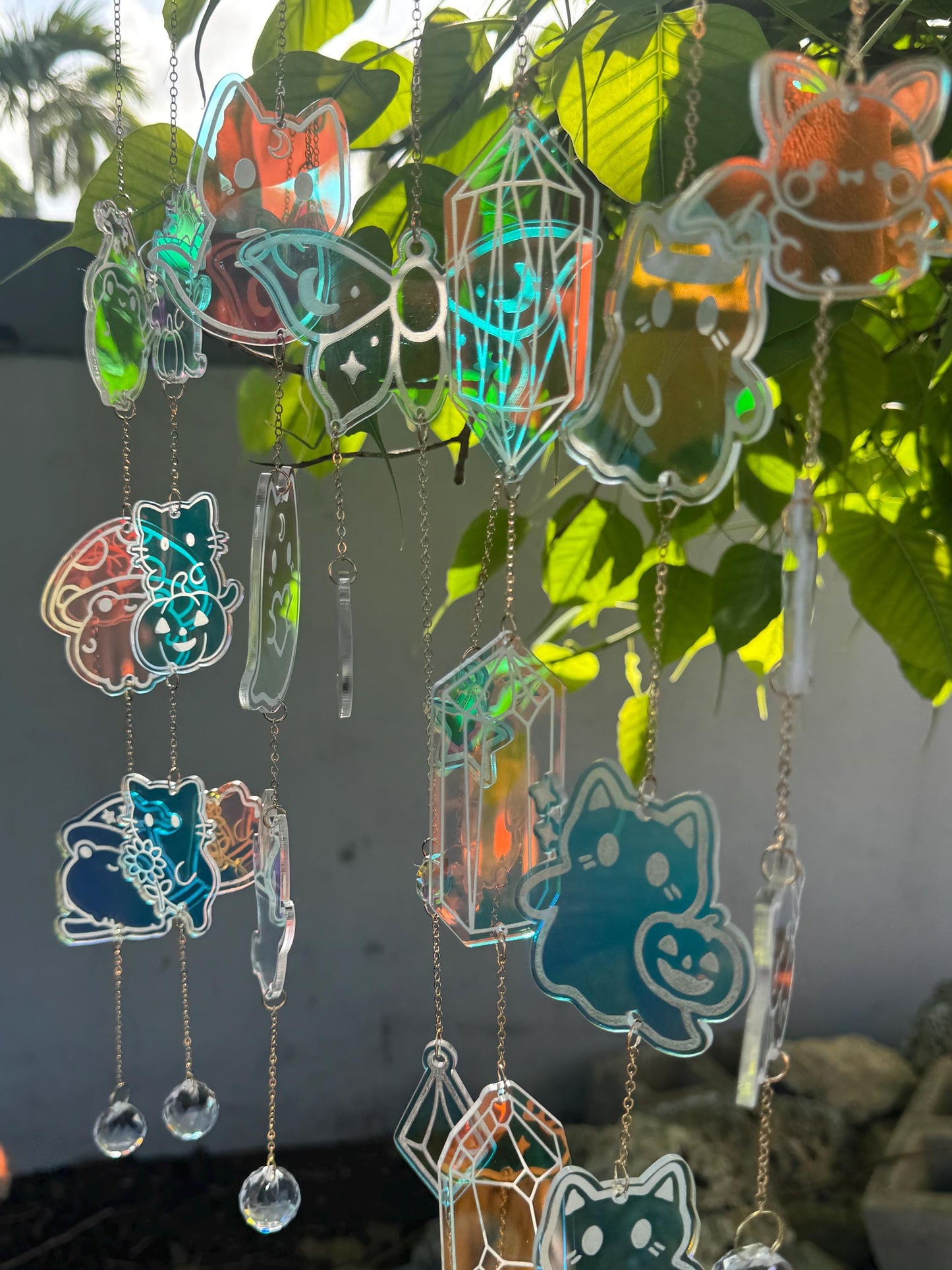 Iridescent Acrylic Sun Catcher: Celestial Rainbow Window, Car Charm