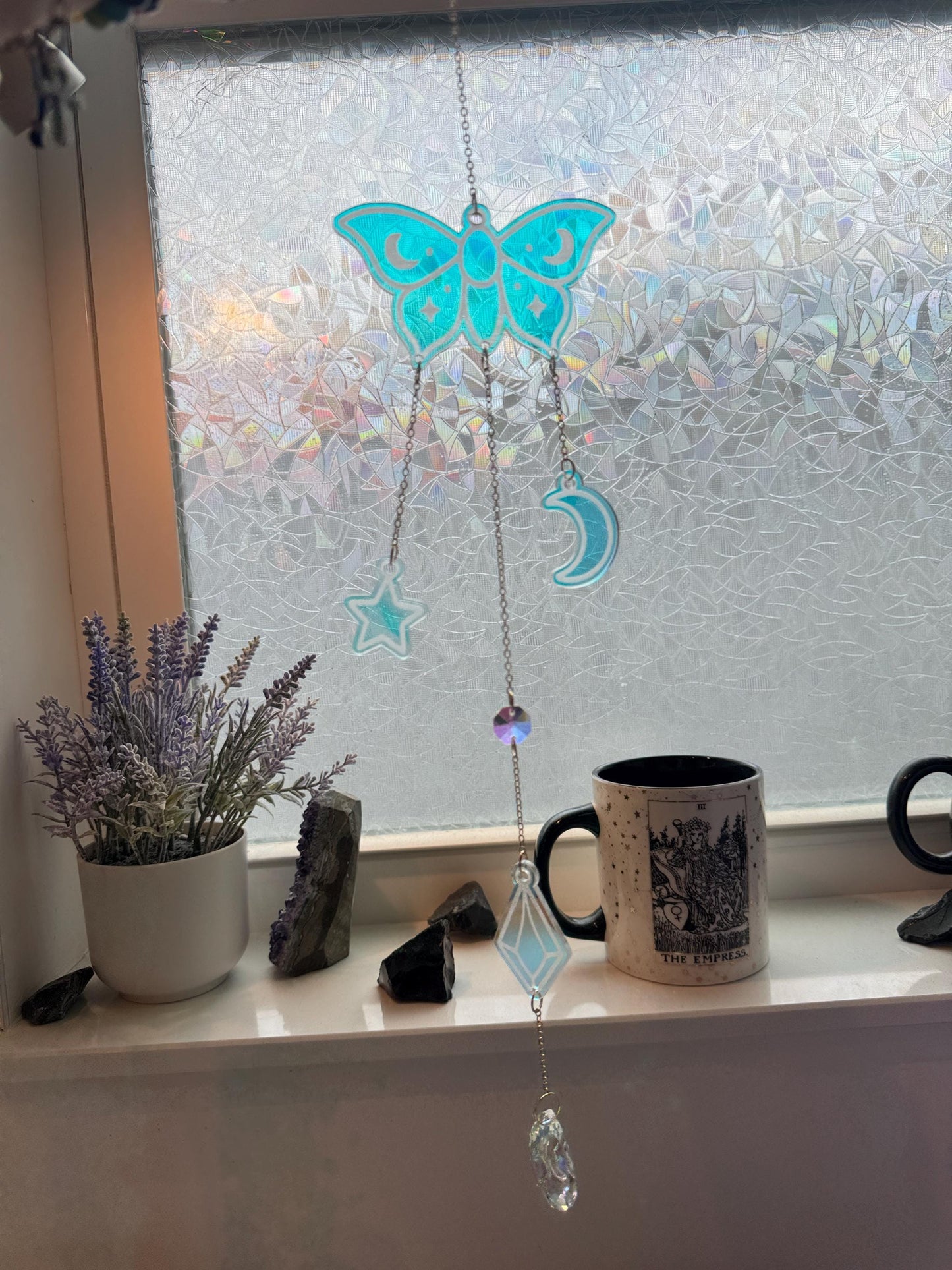 Iridescent Acrylic Sun Catcher: Celestial Rainbow Window, Car Charm