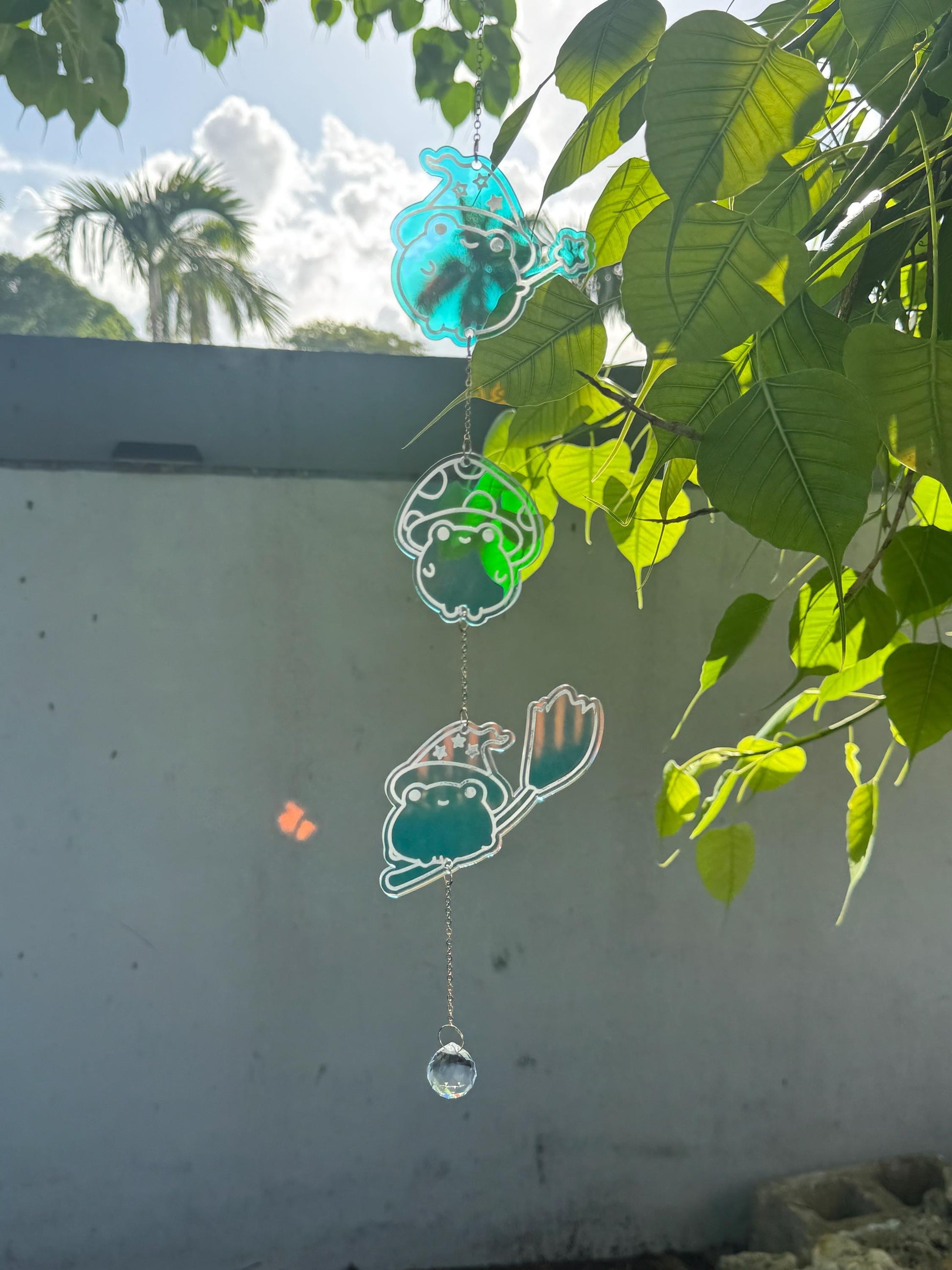 Iridescent Acrylic Frog Sun Catcher: Witchy Cottagecore Rainbow Maker