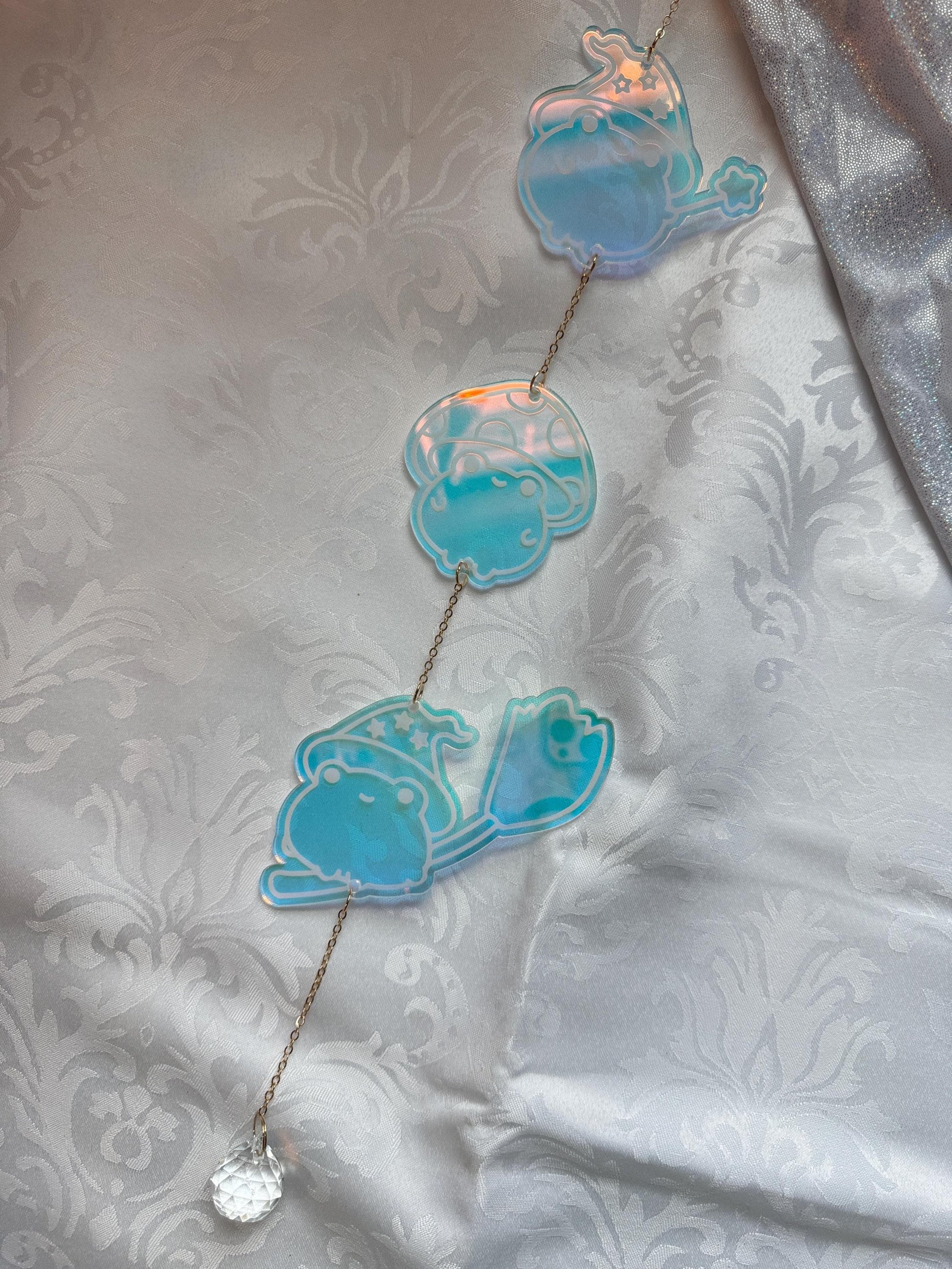 Iridescent Acrylic Frog Sun Catcher: Witchy Cottagecore Rainbow Maker