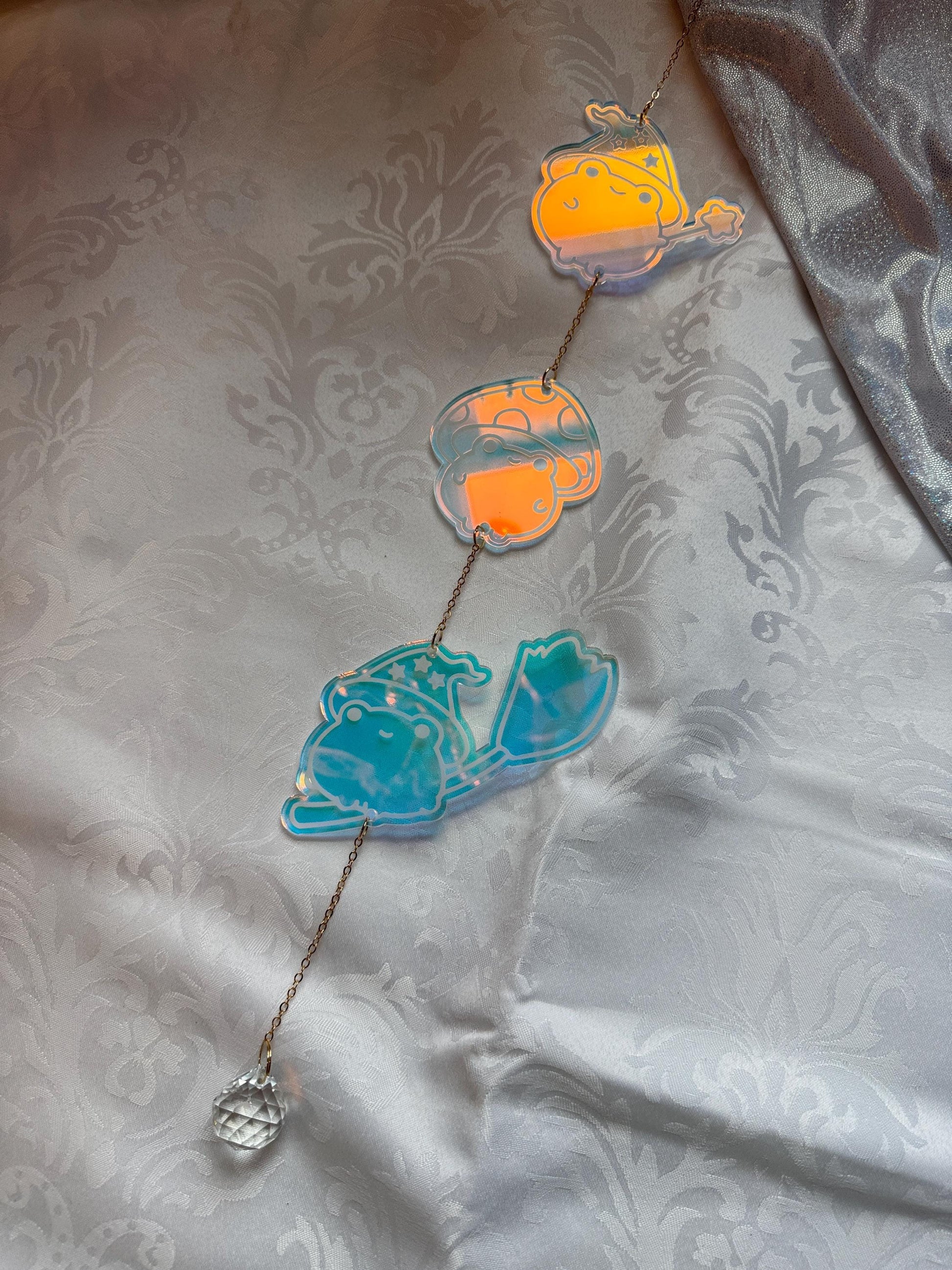 Iridescent Acrylic Frog Sun Catcher: Witchy Cottagecore Rainbow Maker