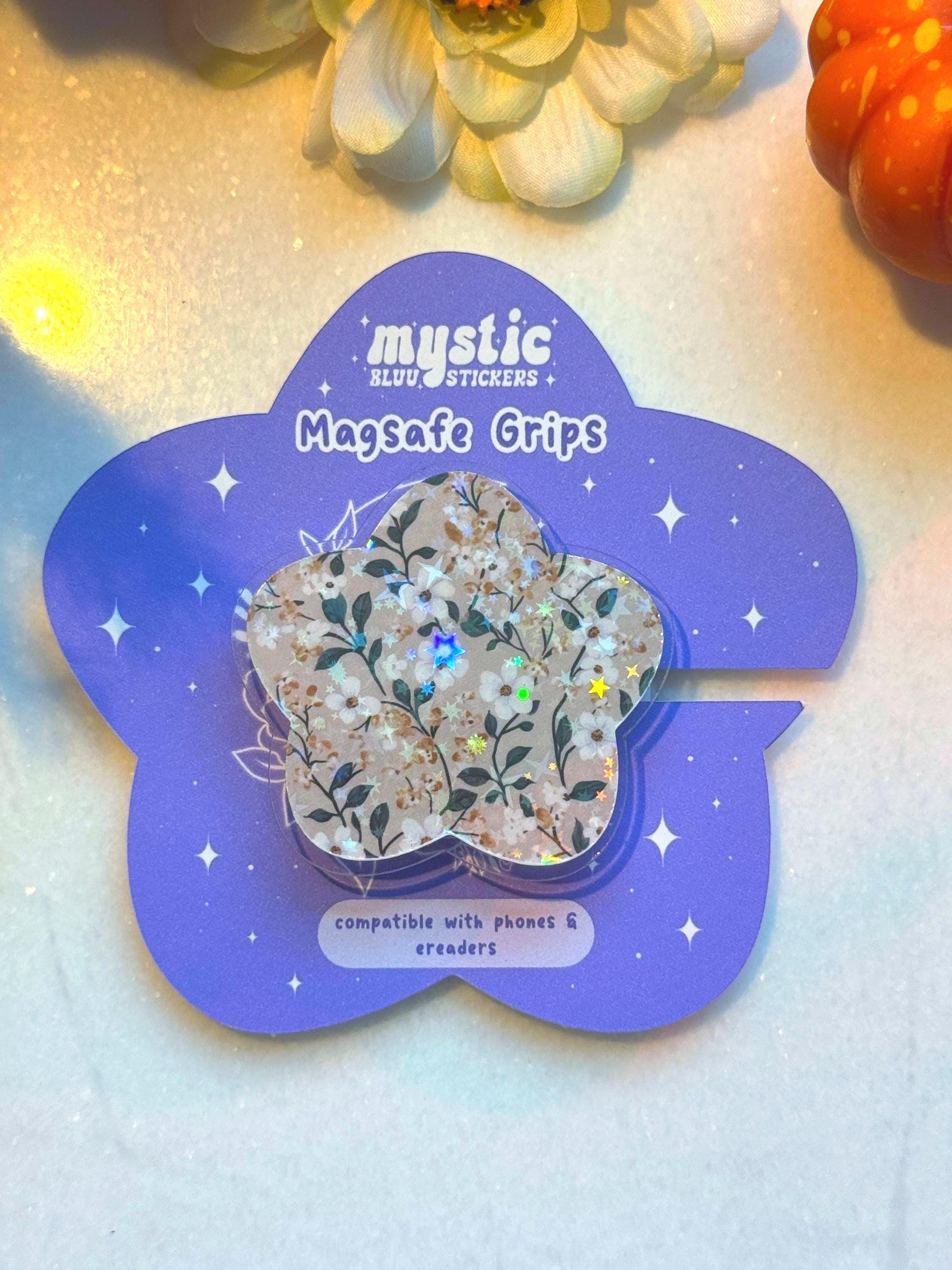 Floral Magsafe Kindle Grip, Phone Grips, Cozy Bookish Accessory, Bookworm Gift, Vintage Aesthetic Ereader Accessories