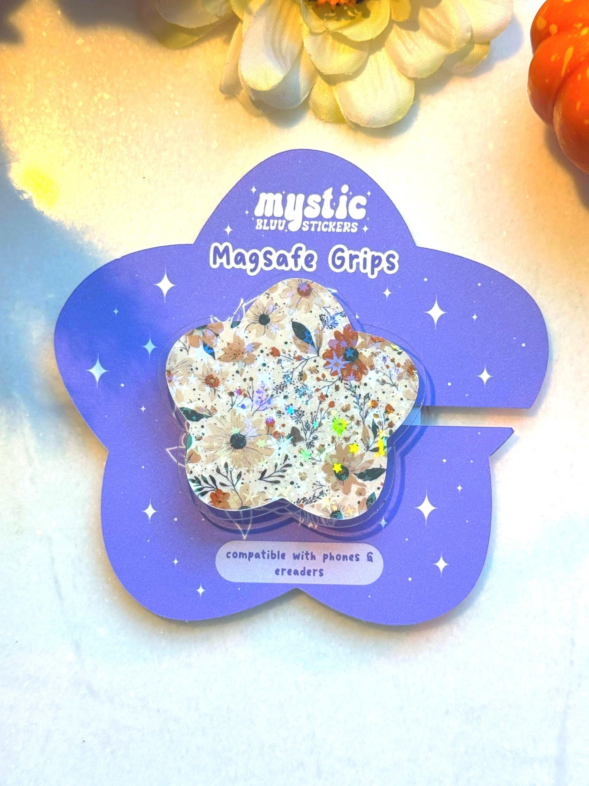 Floral Fall Magsafe Kindle Grip, Phone Grips, Cozy Bookish Accessory, Bookworm Gift, Vintage Aesthetic Ereader Accessories