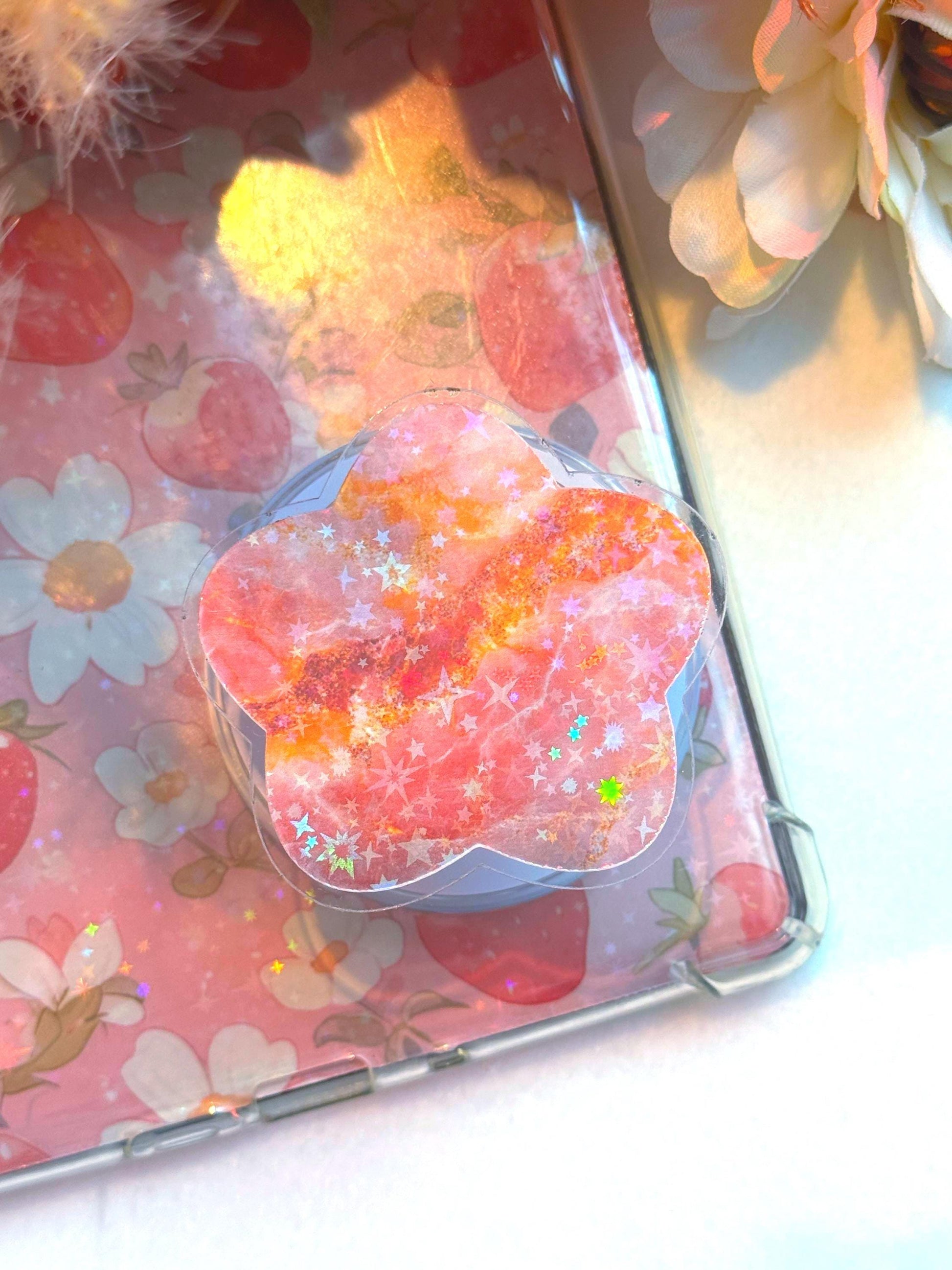 Pink Marble MagSafe Kindle Grip: Starry E-Reader Phone Accessory