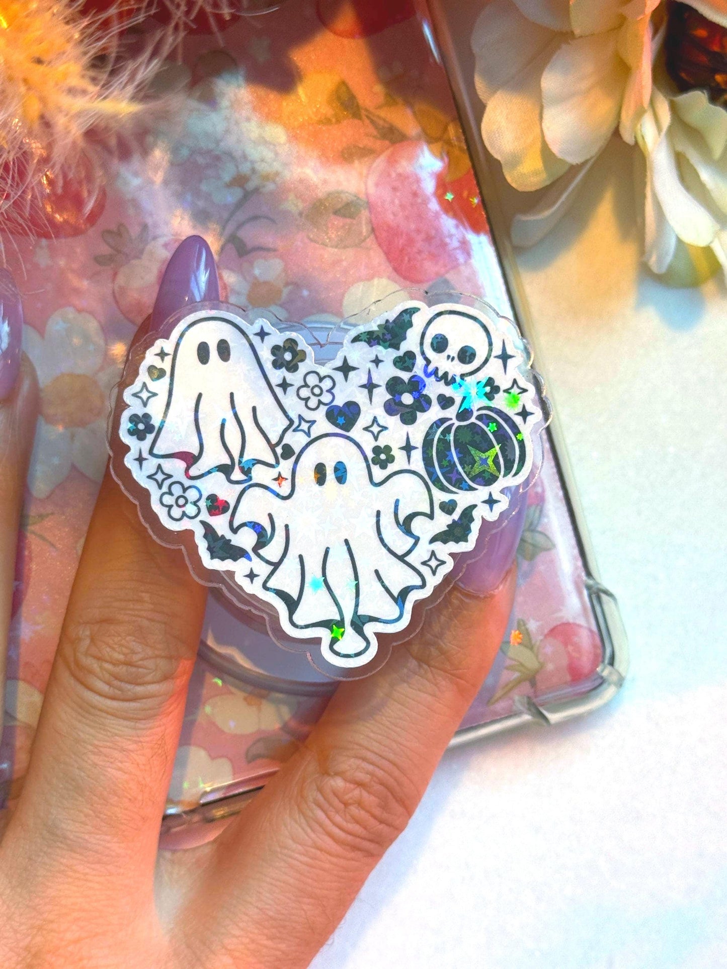 Halloween Ghost MagSafe Kindle Grip Spooky E-Reader & Phone Accessory