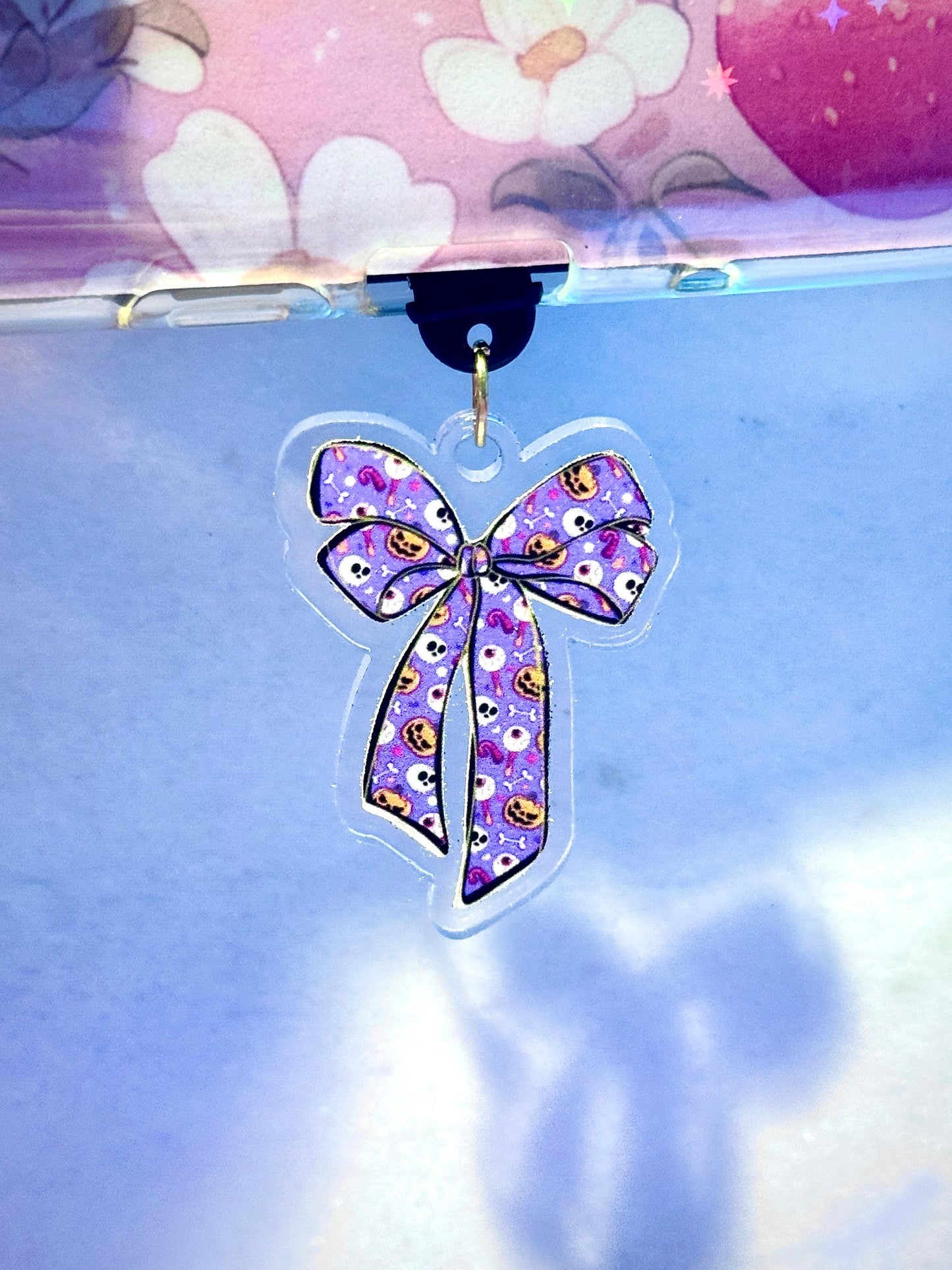 Purple Halloween Phone Charm: Spooky Ghost & Pumpkin Dust Plug