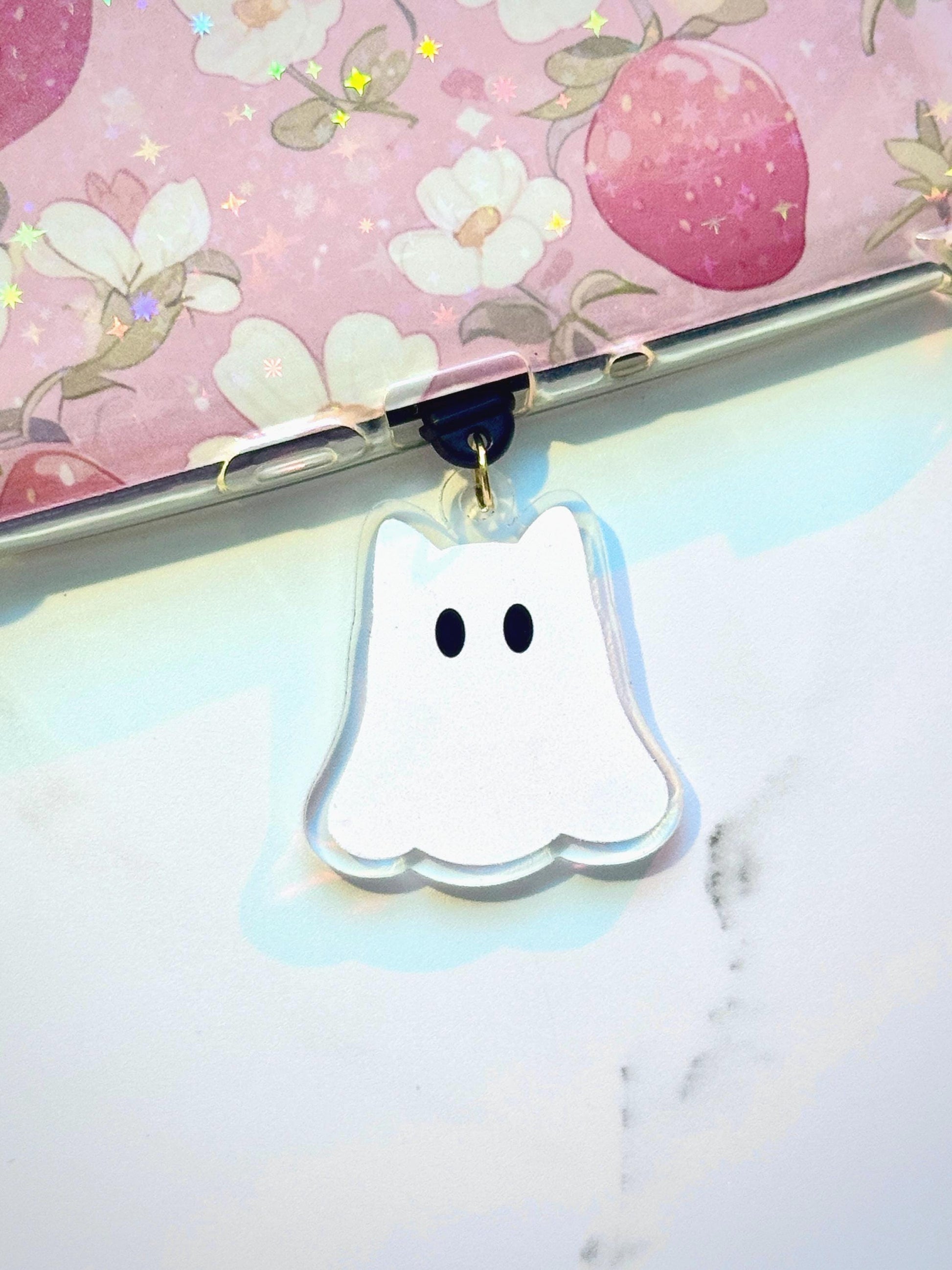 Ghost Cat Kindle Dust Plug Charm – Kindle, Tablet, and Phone Acrylic USB-C Accessory