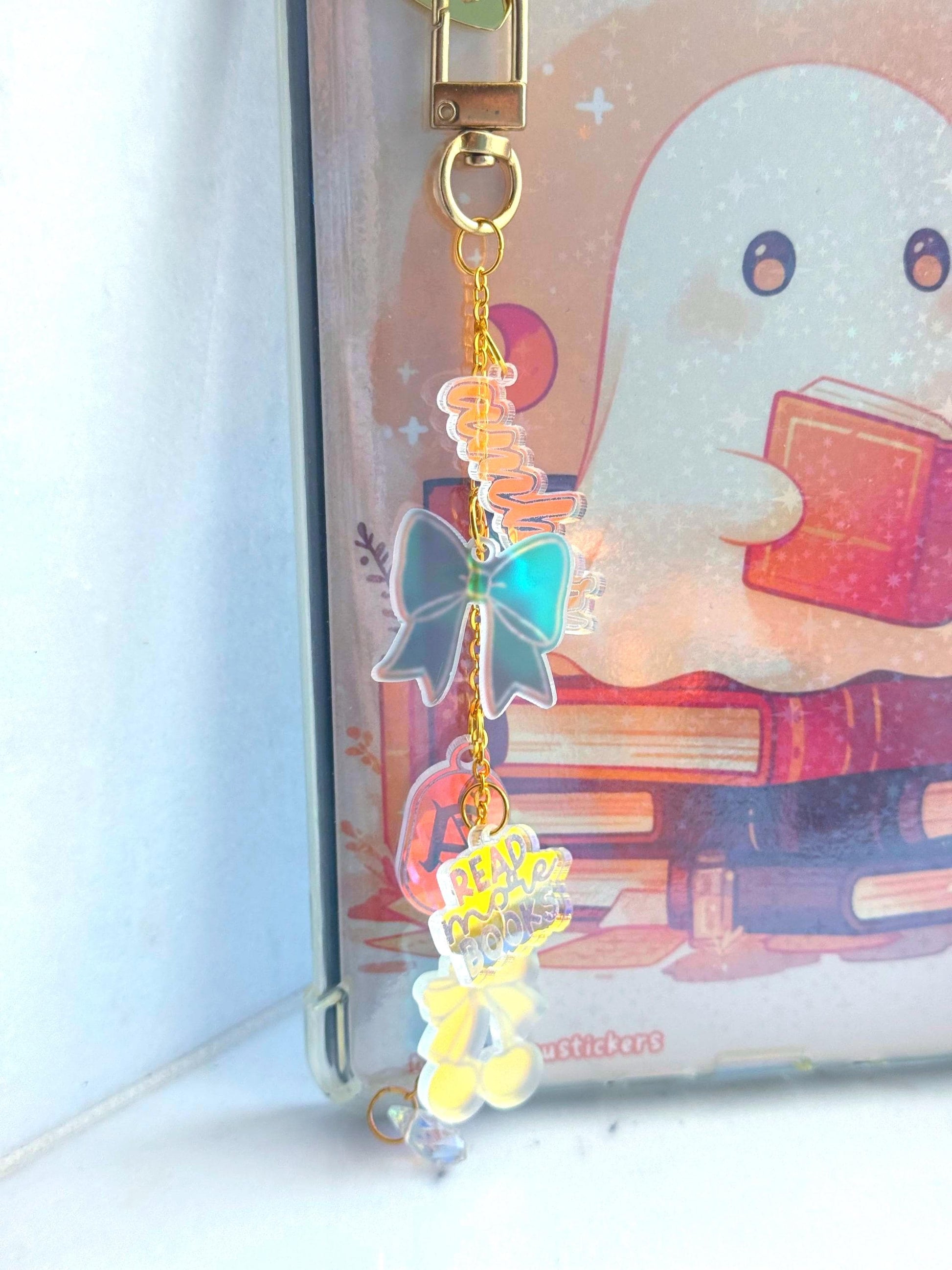 Personalized Kindle Charm Chain: Iridescent Acrylic Reader Gift