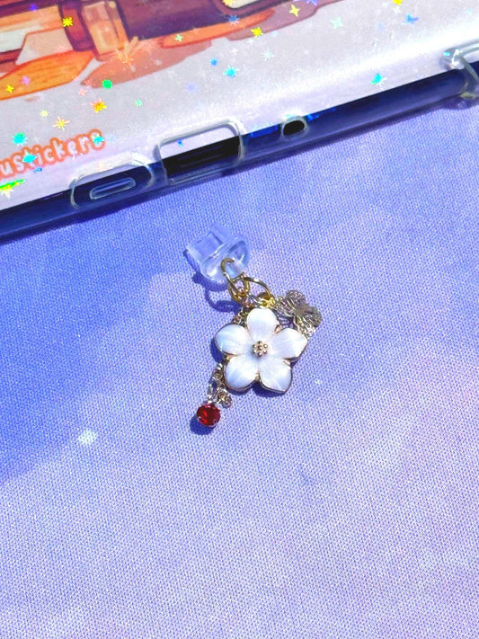 Enamel Flower Kindle Charm: Butterfly, Gemstone USB-C Dust Plug