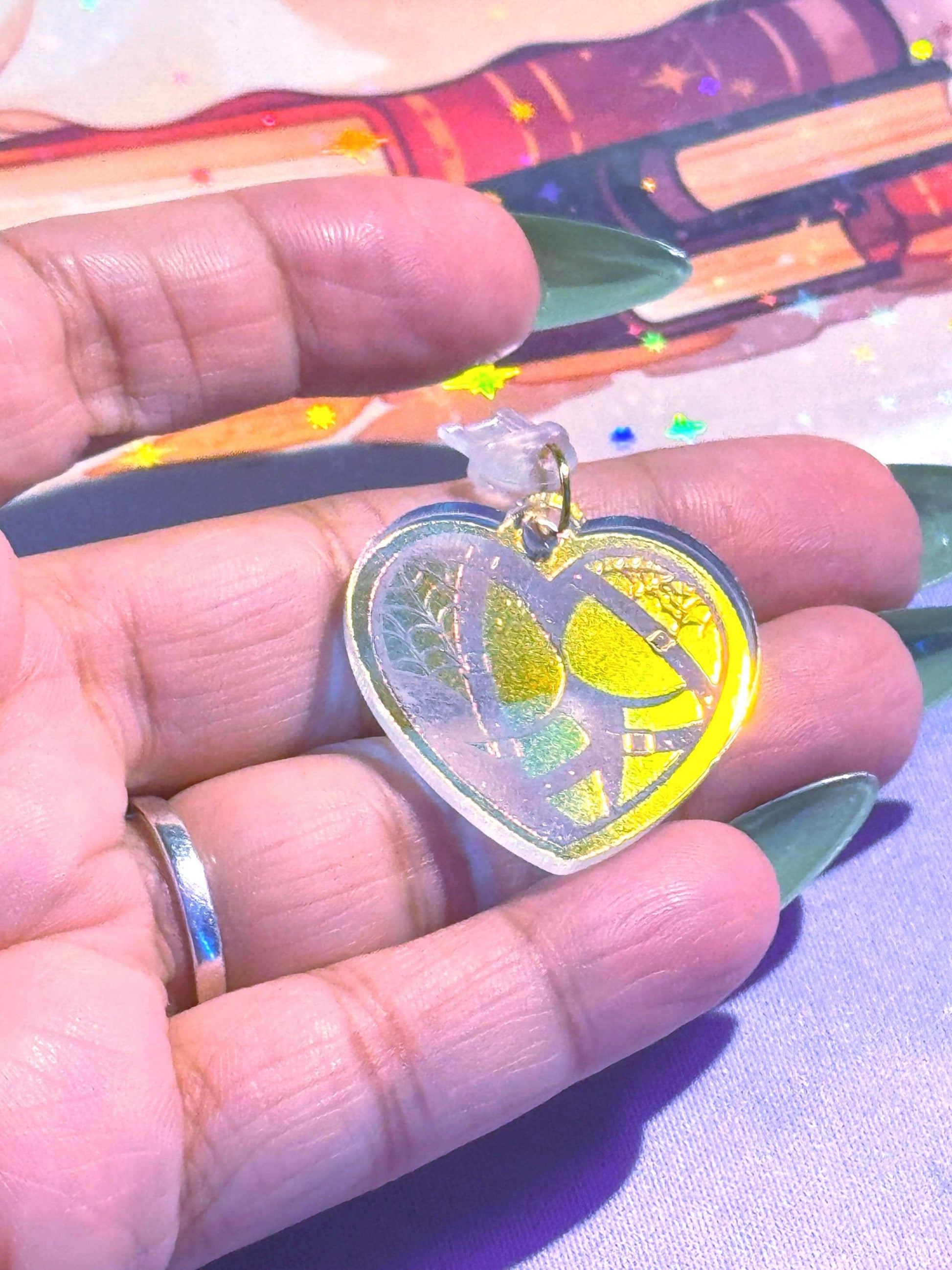 Iridescent Spiderweb Heart Charm: Gothic Kindle, Phone, Tablet Accessory