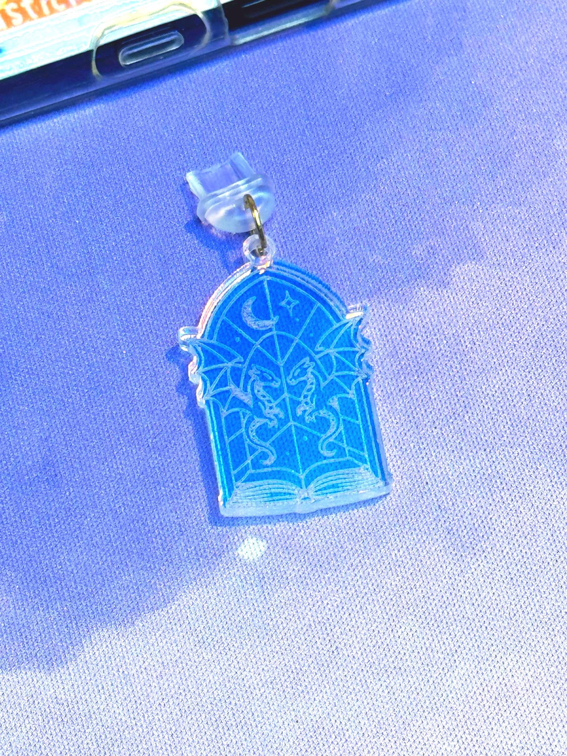 Iridescent Dragon Book Charm: Fantasy Kindle/USB-C Accessory