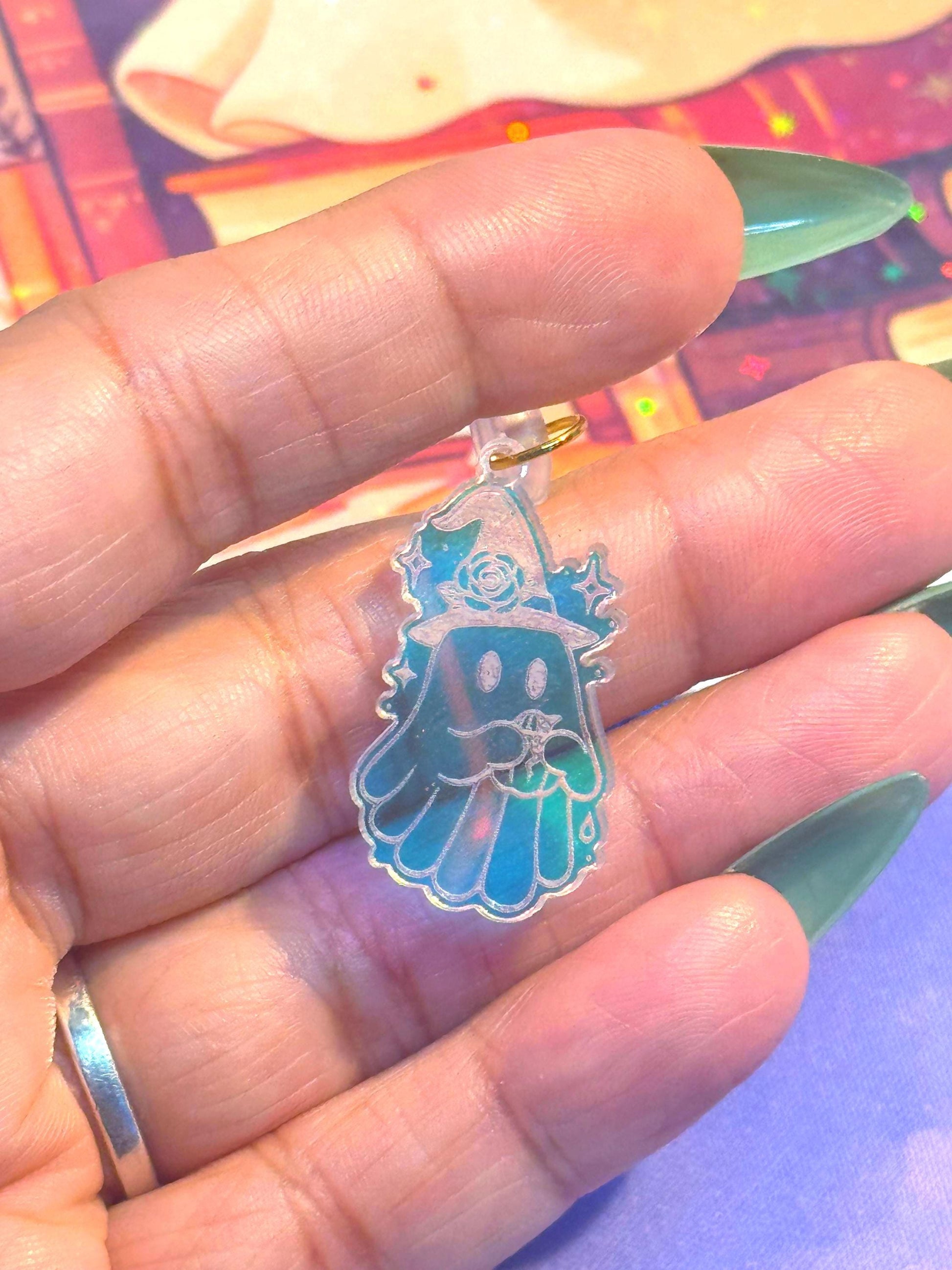 Iridescent Ghost Kindle Charm: Witchy USB-C Dust Plug