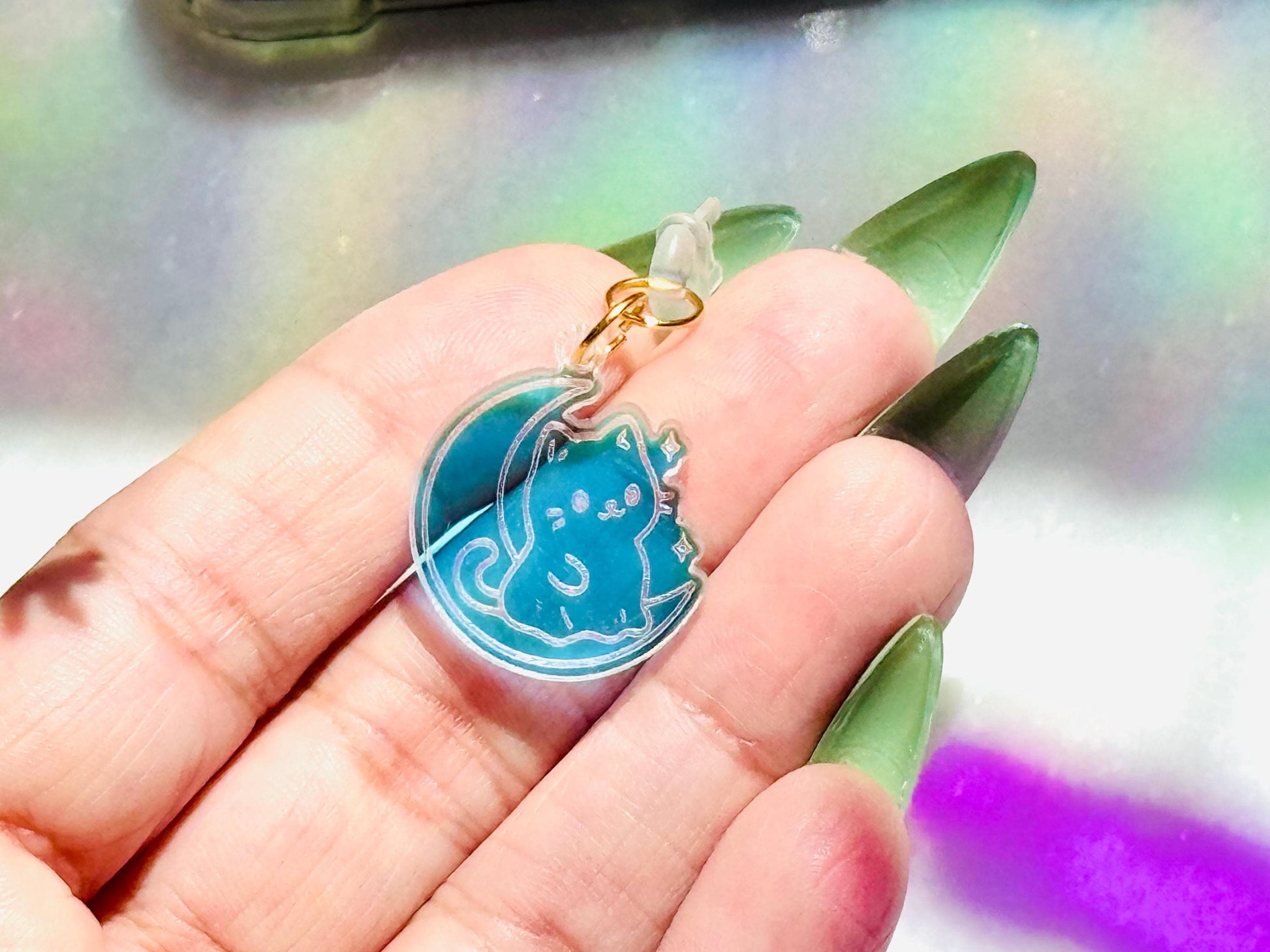 Cat Moon Kindle Dust Plug Charm for Ereader, Phone, Tablet, USB-C Device Decor, Cute Accessory Gift