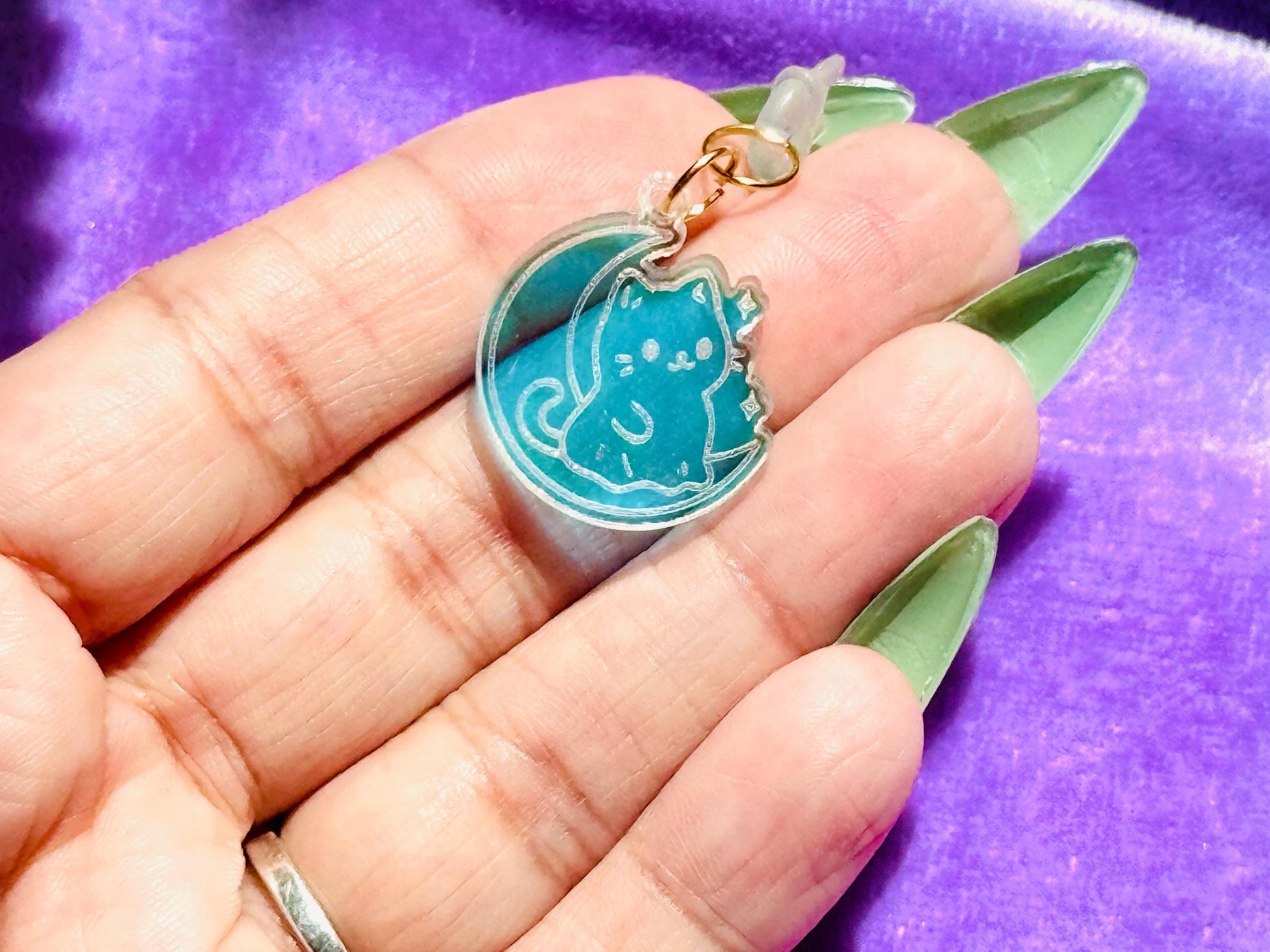 Cat Moon Kindle Dust Plug Charm for Ereader, Phone, Tablet, USB-C Device Decor, Cute Accessory Gift