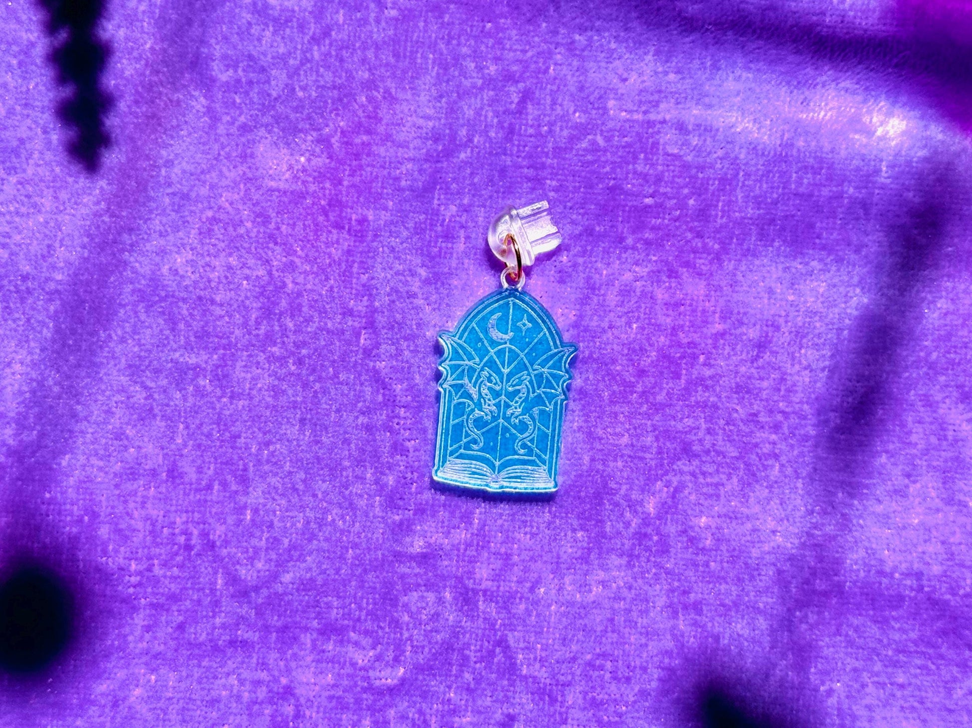 Iridescent Dragon Book Charm: Fantasy Kindle Accessory, USB-C Dust Plug