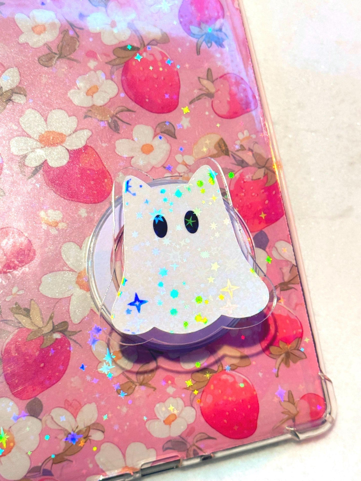 Cat Ghost MagSafe Grip: Spooky Bookish Phone Stand