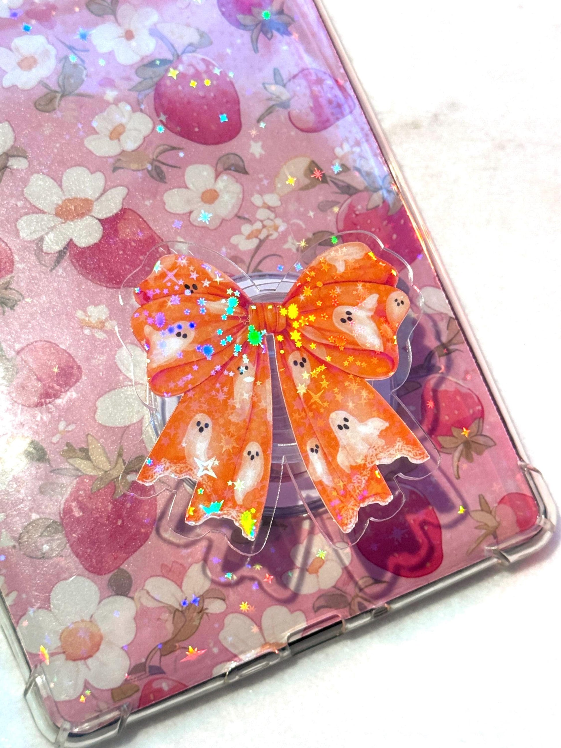 Ghost Bow Magsafe Phone Grip: Spooky Bookish Kindle Accessory