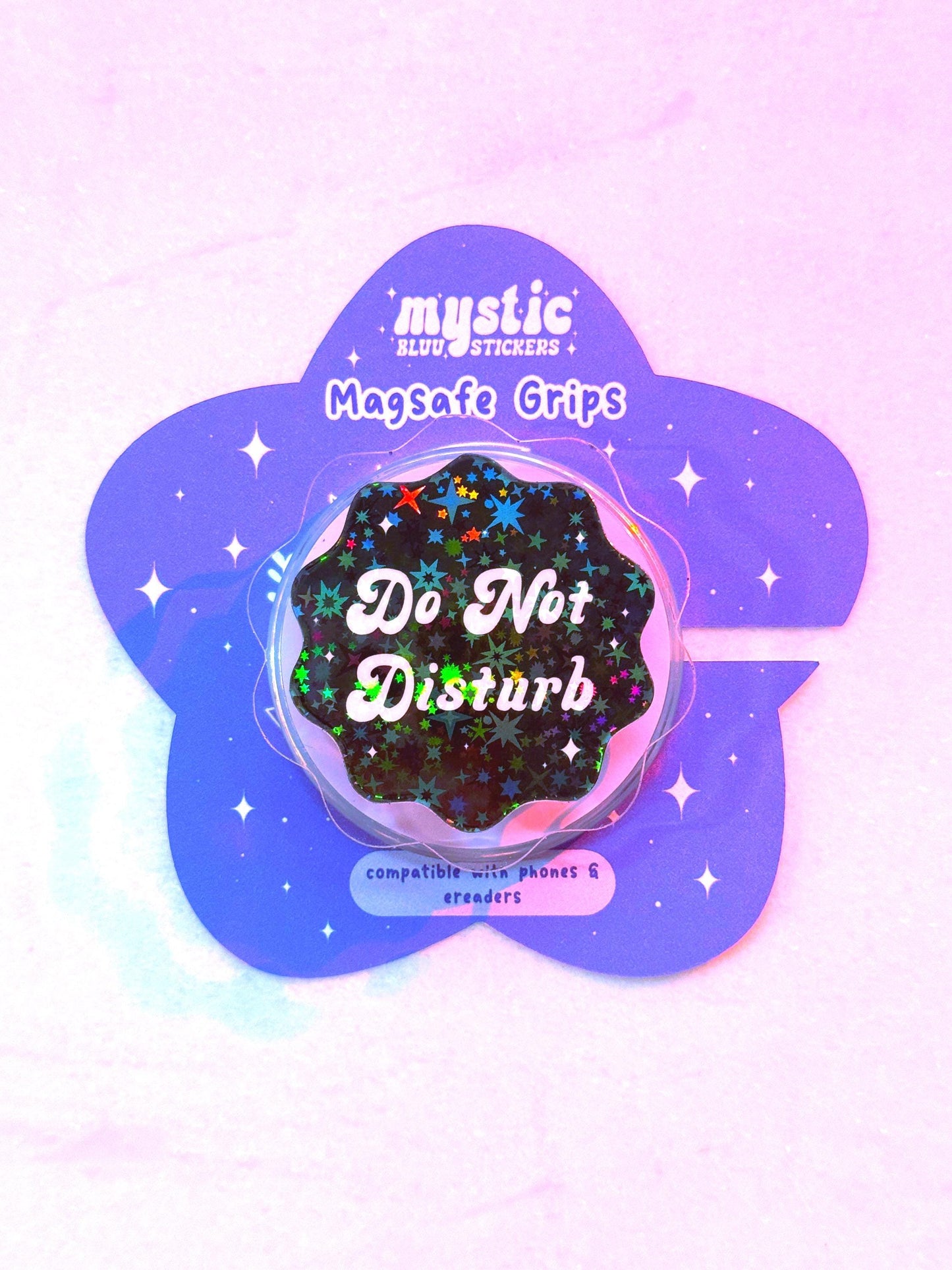 Holographic Do Not Disturb MagSafe Phone Grip: Bookish Kindle/Tablet Stand