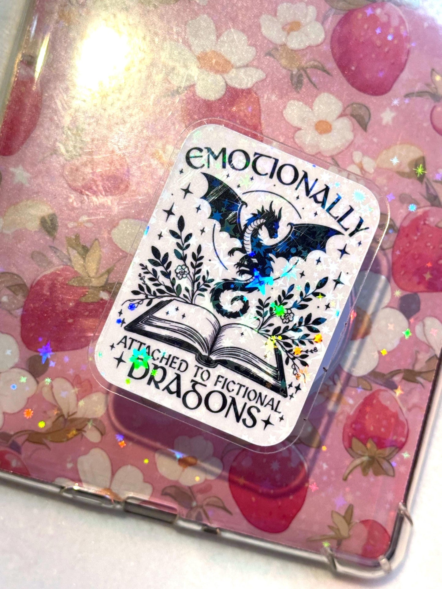 Emotionally Attached to Fictional Dragons Kindle Grip – Holographic MagSafe Phone & E-Reader Stand