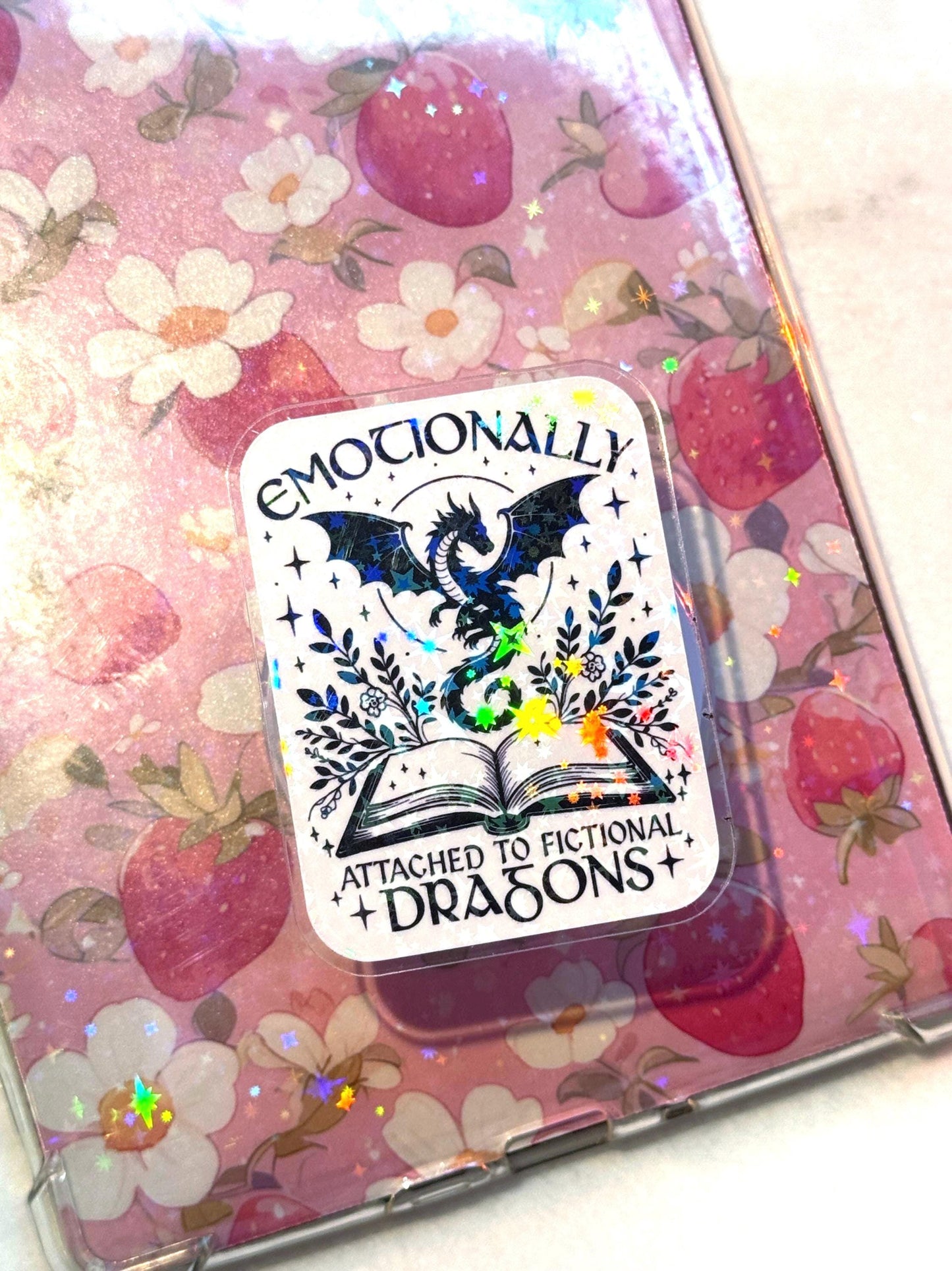 Emotionally Attached to Fictional Dragons Kindle Grip – Holographic MagSafe Phone & E-Reader Stand