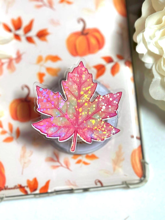 Autumn Leaf Holographic Kindle Grip – Fall MagSafe Phone & Tablet Stand Accessory