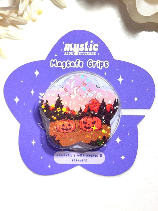 Holographic Pumpkin Field MagSafe Grip: Halloween Phone & Kindle Stand