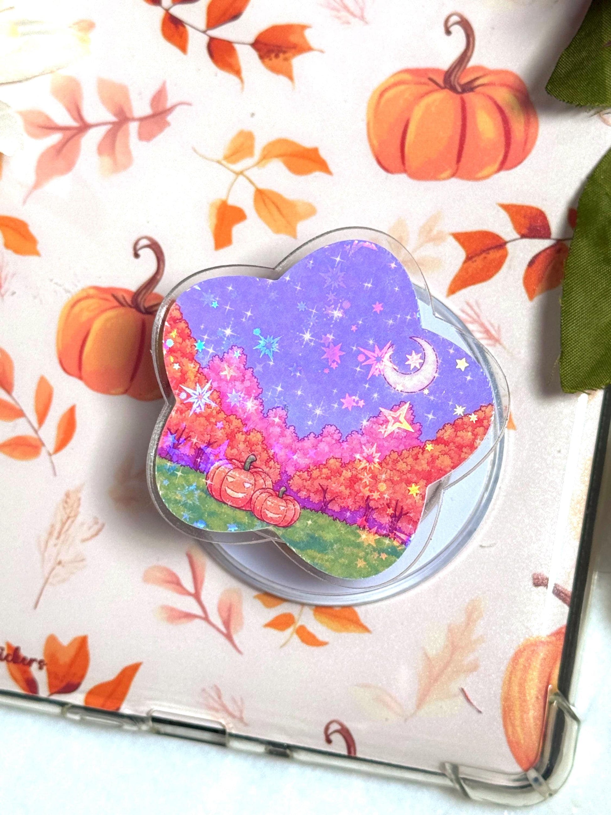 Holographic Pumpkin Field MagSafe Grip: Halloween Phone & Kindle Stand