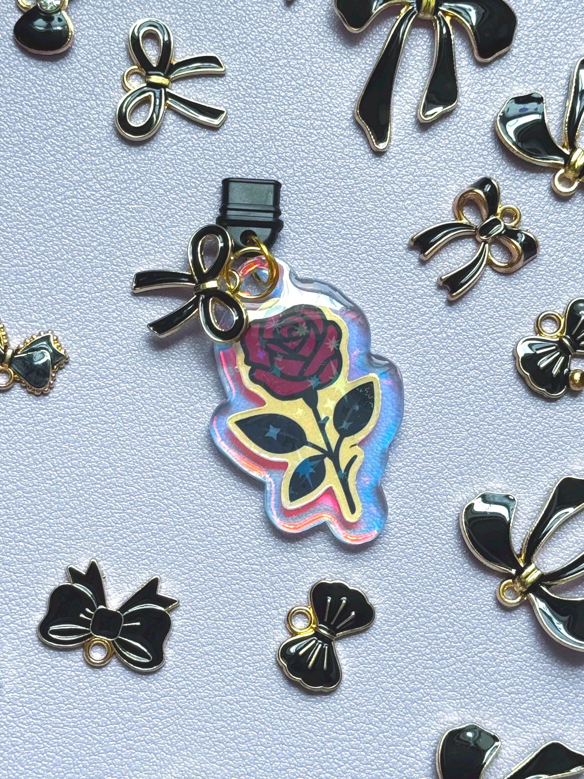 Acrylic Rose Dust Plug Charm For Kindles, iPhone And Android, Dark Romance Kindle Charm, Phone USB c Charm, Acrylic Dust Plug Charm