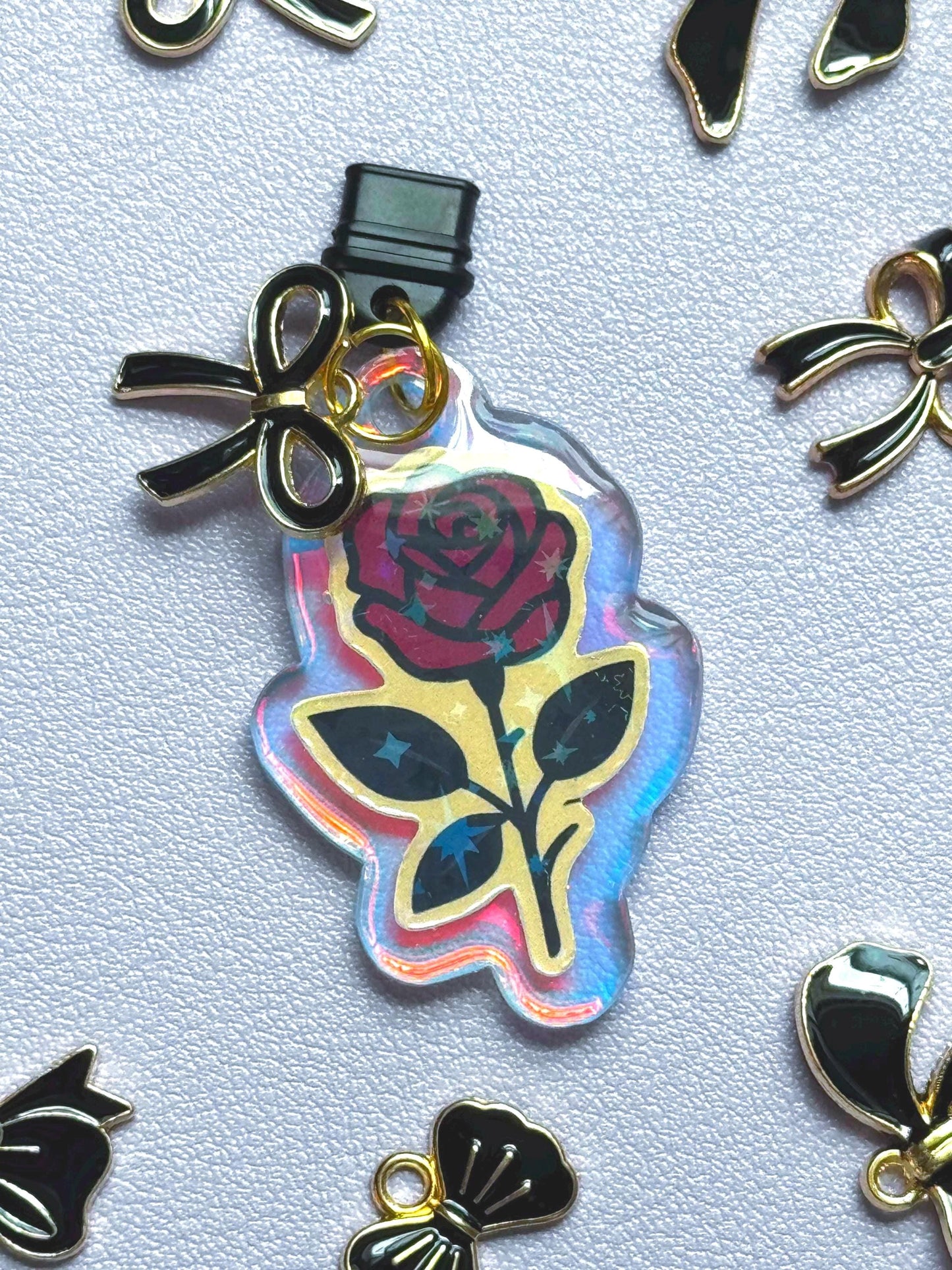 Acrylic Rose Dust Plug Charm For Kindles, iPhone And Android, Dark Romance Kindle Charm, Phone USB c Charm, Acrylic Dust Plug Charm