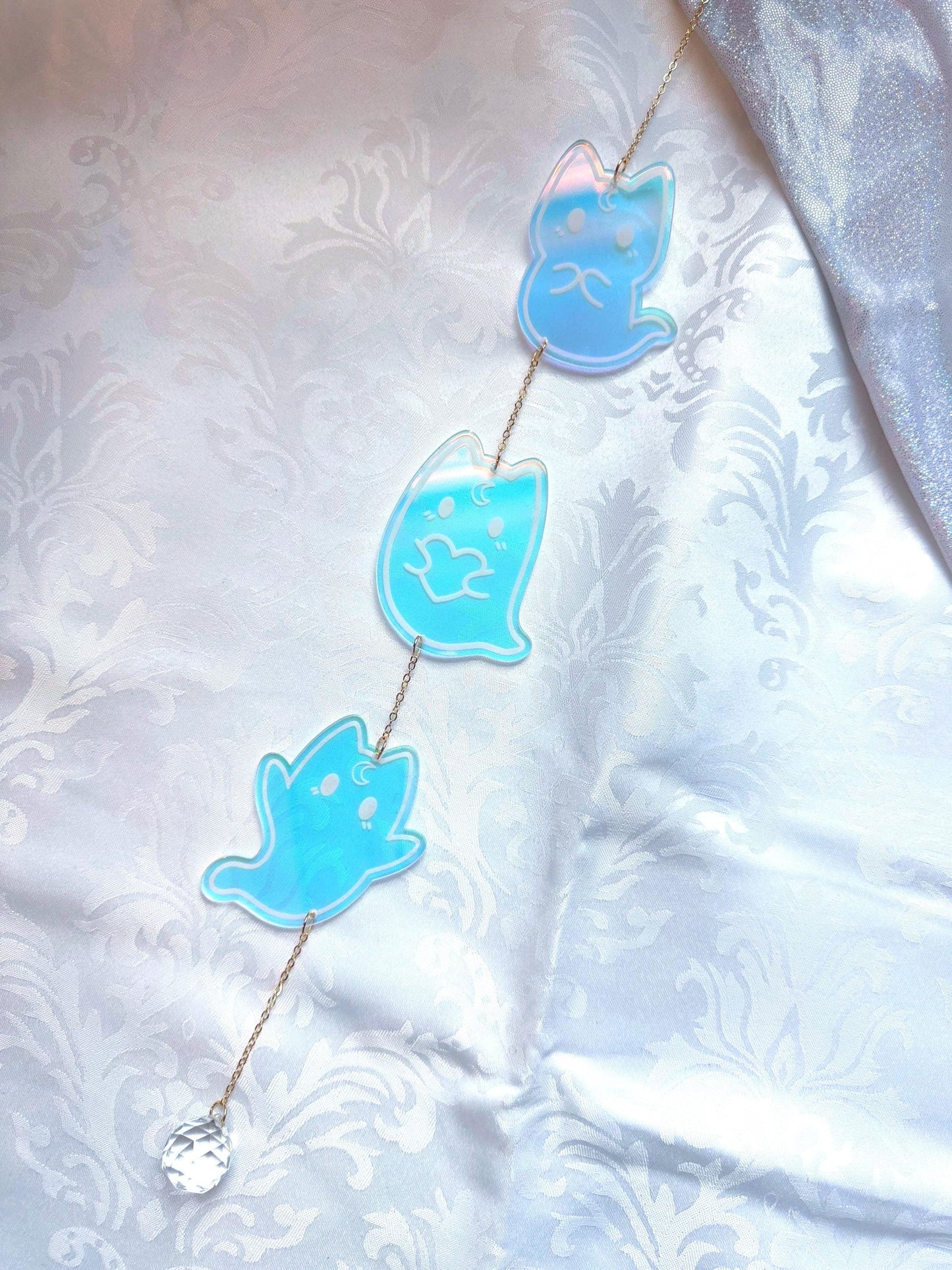 Iridescent Acrylic Halloween Sun Catcher: Bookish Decor, Crystal Prism Rainbow Maker