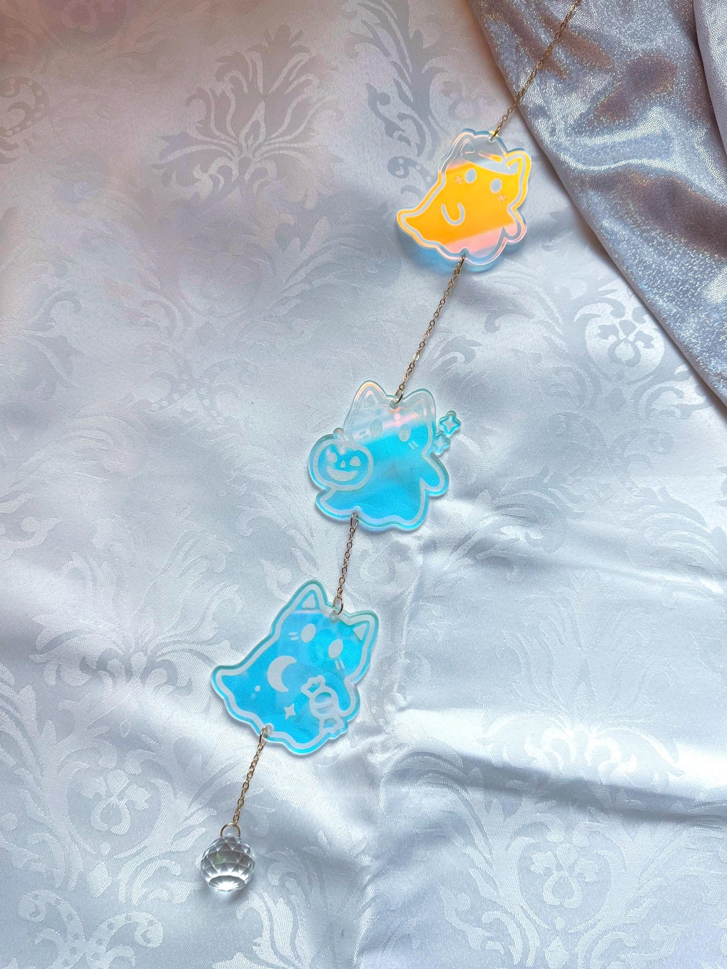 Iridescent Acrylic Halloween Sun Catcher: Bookish Decor, Crystal Prism Rainbow Maker