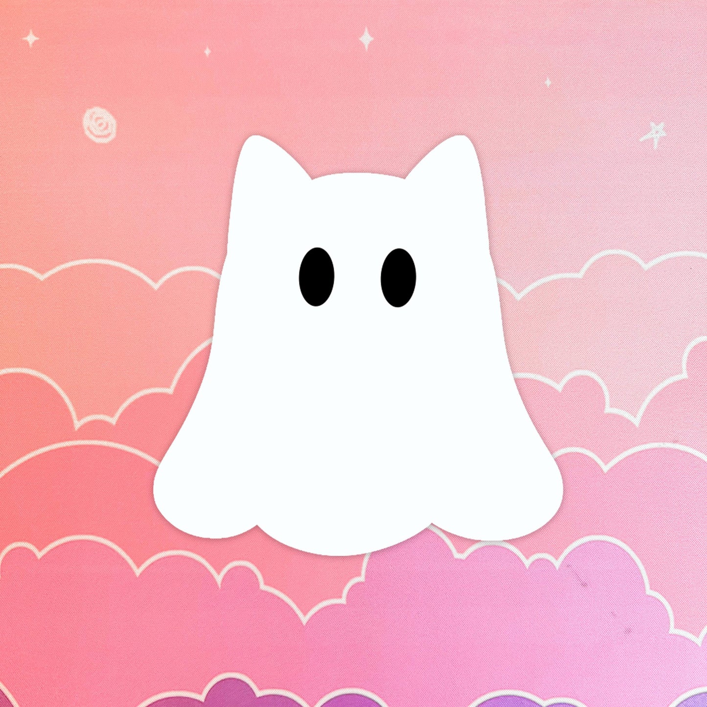 Cute Ghost Cat Sticker – Halloween Laptop, Kindle, Phone & Water Bottle Decal