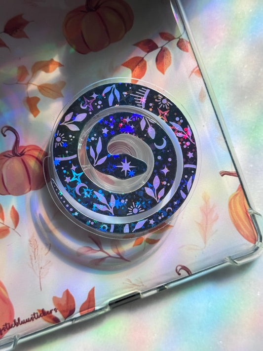 Celestial Snake MagSafe Phone Kindle Grip: Holographic Witchy Book Reader Accessory