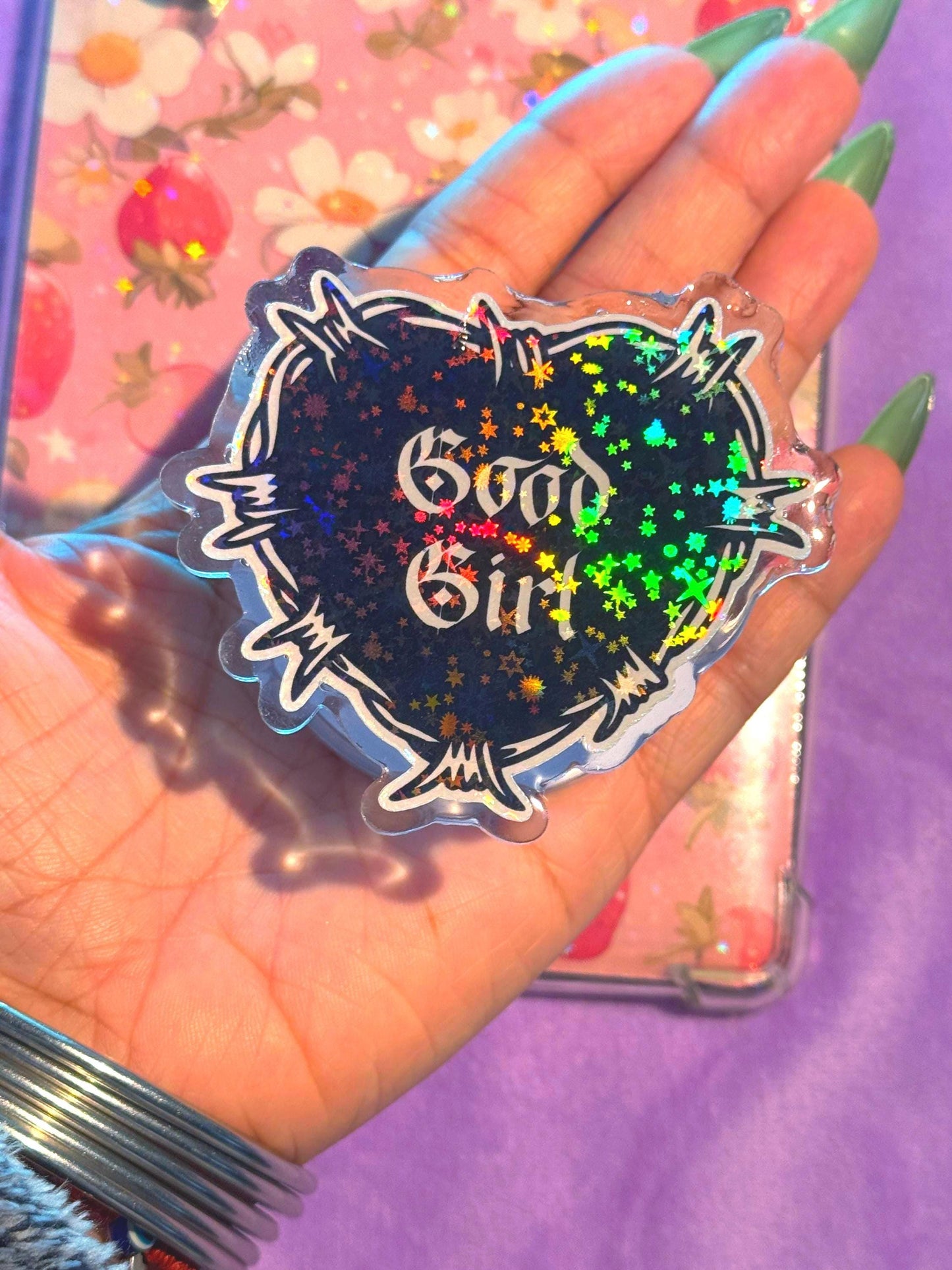 Good Girl MagSafe Kindle Grip: Holographic Bookish Phone Grip