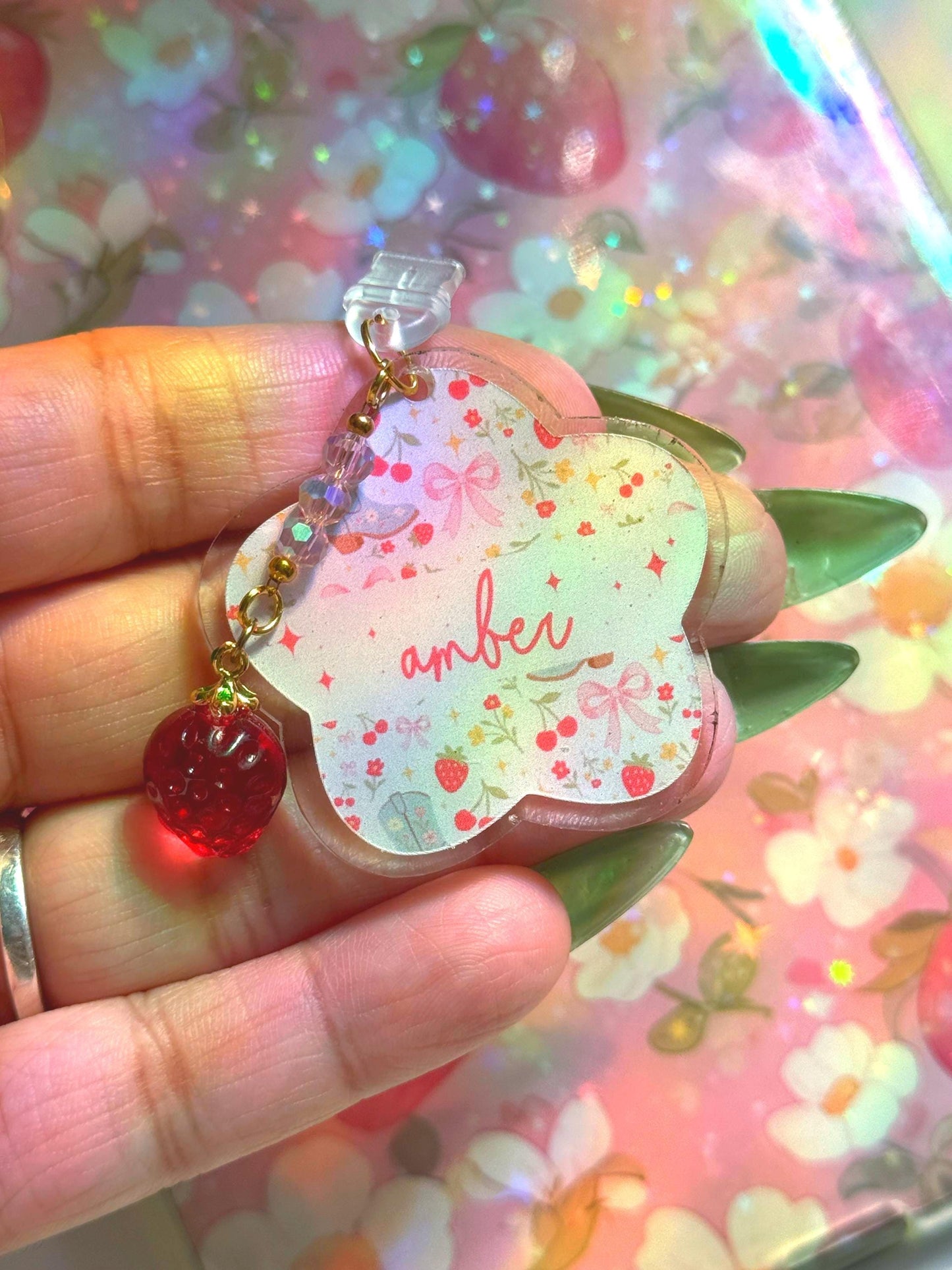 Personalized Strawberry Kindle Dust Plug Charm, Cute Tablet & Phone Accessories, Plug Charm Cover, Book Lover Gift, Resin Kindle Charm